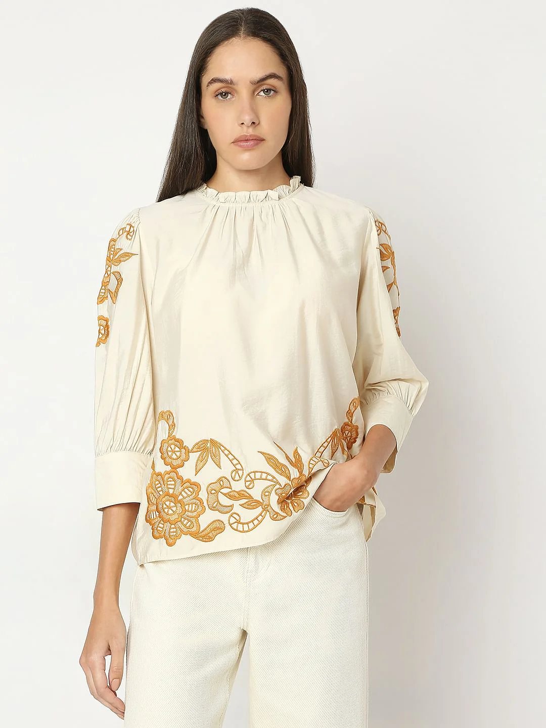 Beige Embroidered Top - Image 2
