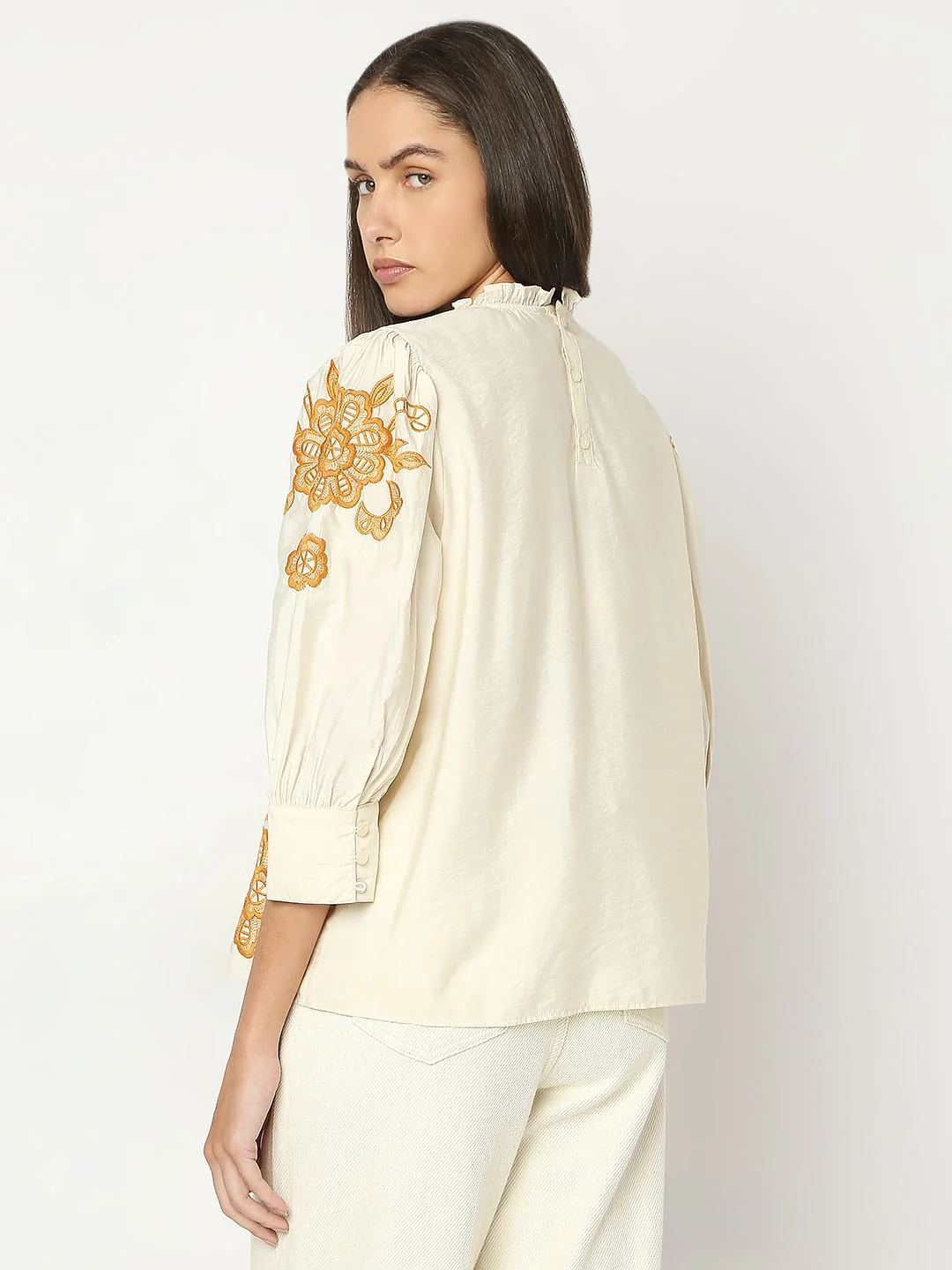 Beige Embroidered Top - Image 4
