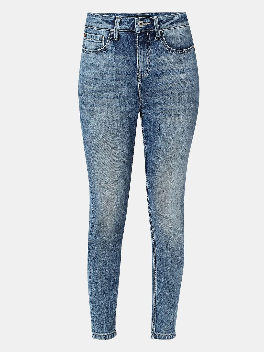 Blue Mid Rise Faded Skinny Fit Jeans - Image 7