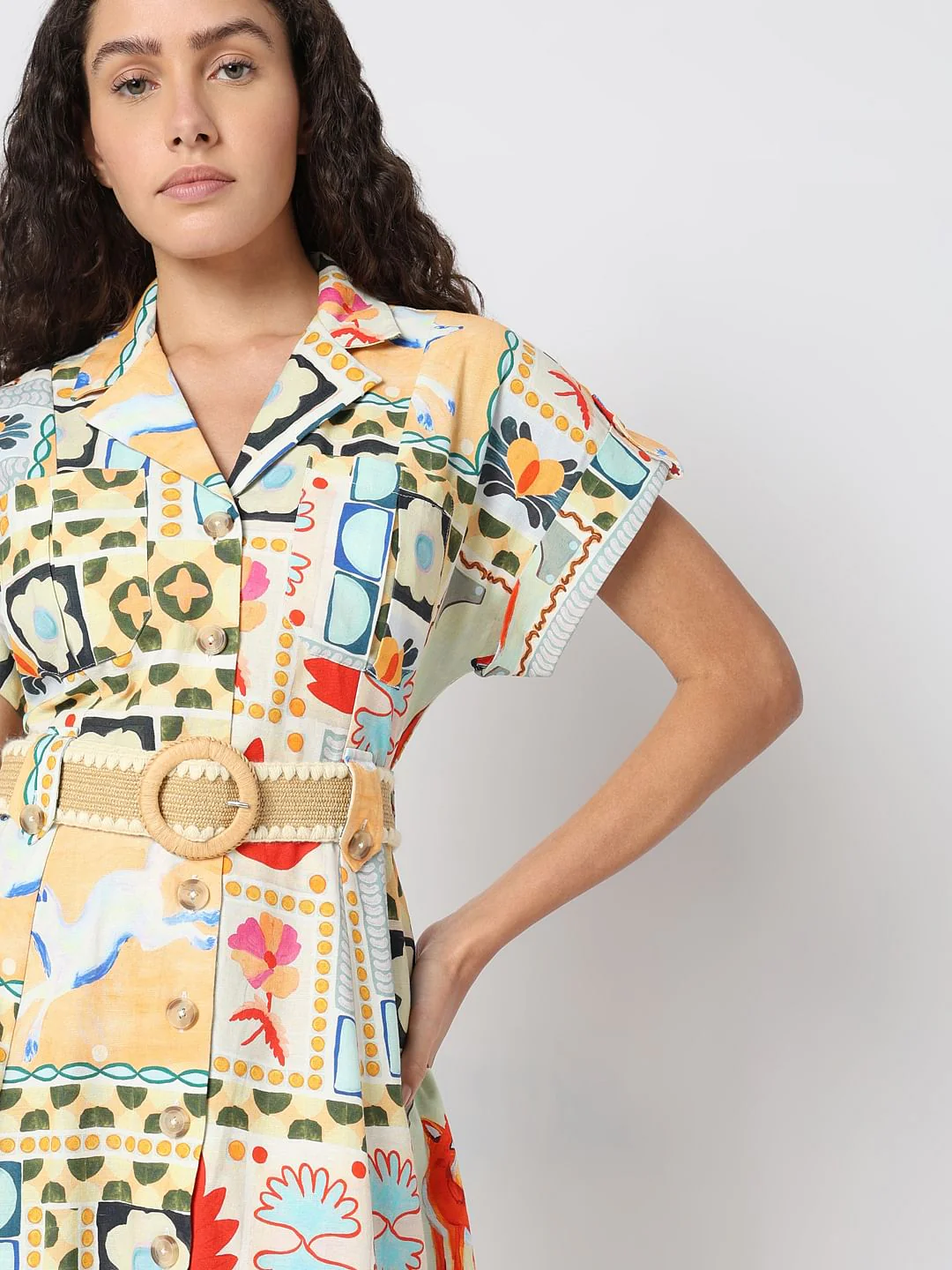 Multi-Colour Printed Shirt Dress - Image 5