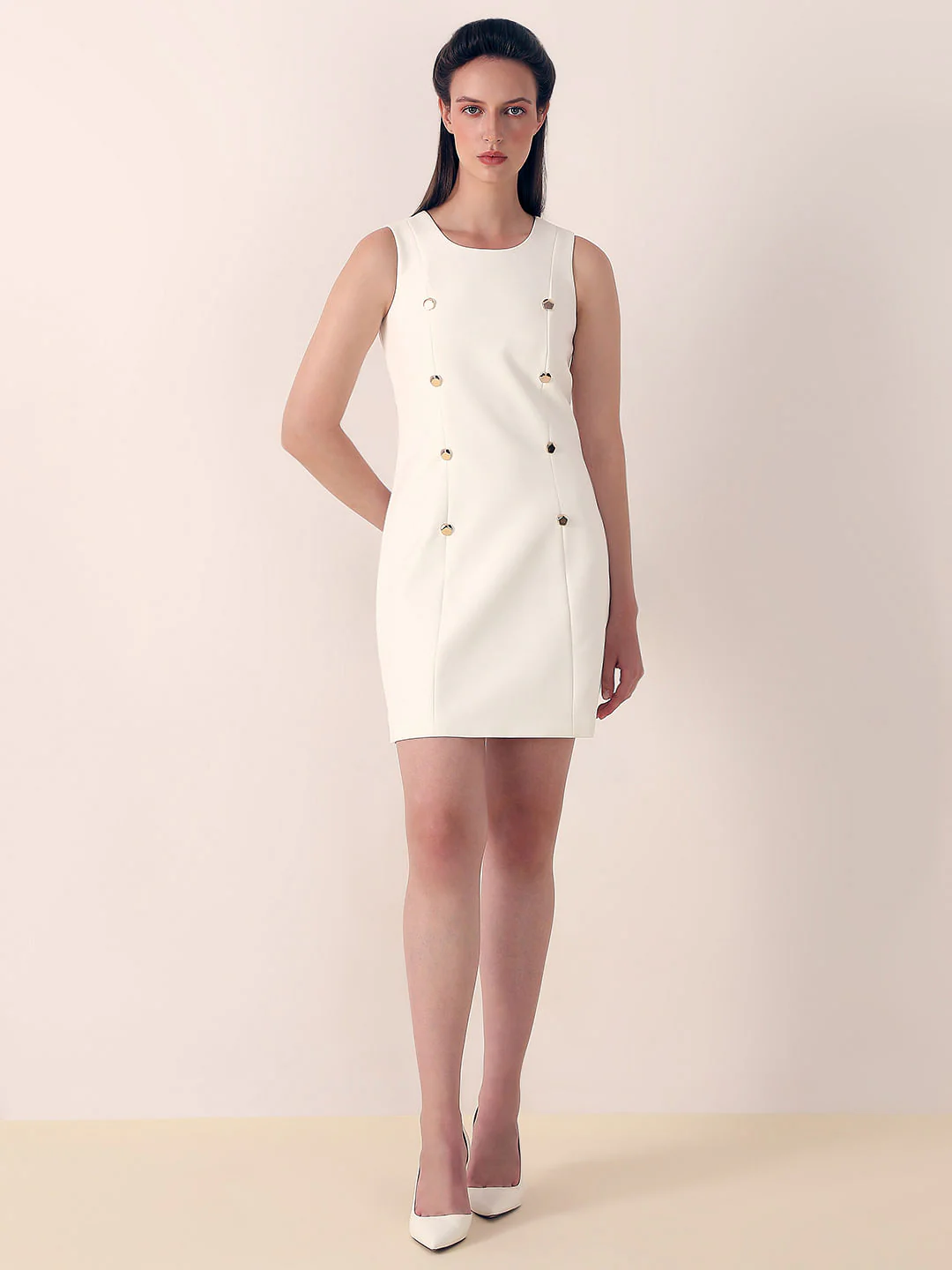 Off-White Sleeveless Sheath Dress - Image 5