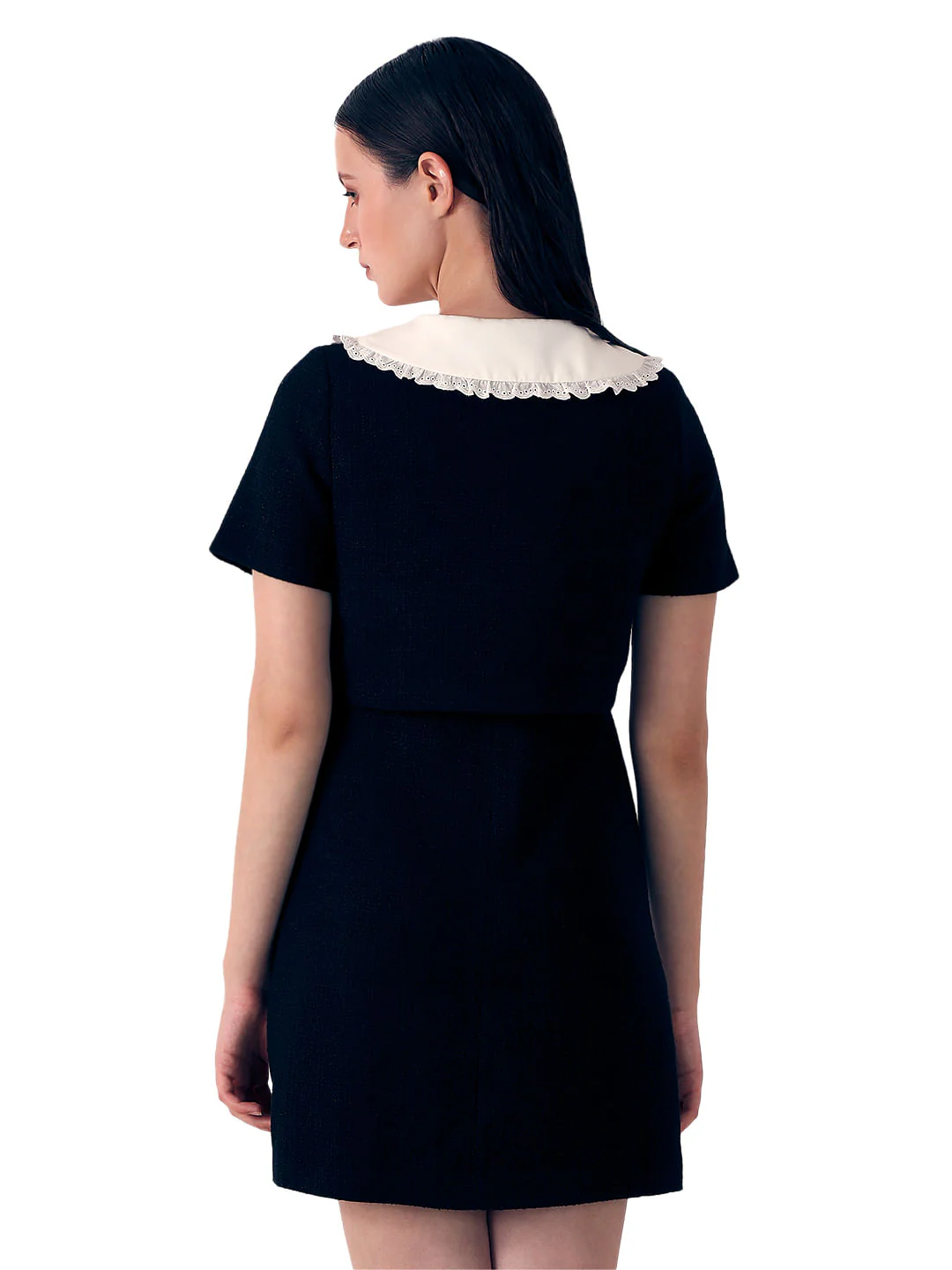 Black Textured Mini Dress - Image 4