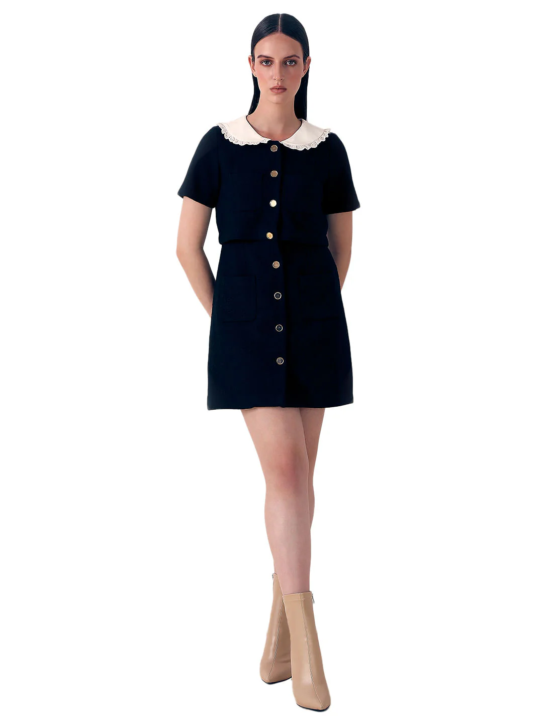 Black Textured Mini Dress - Image 5
