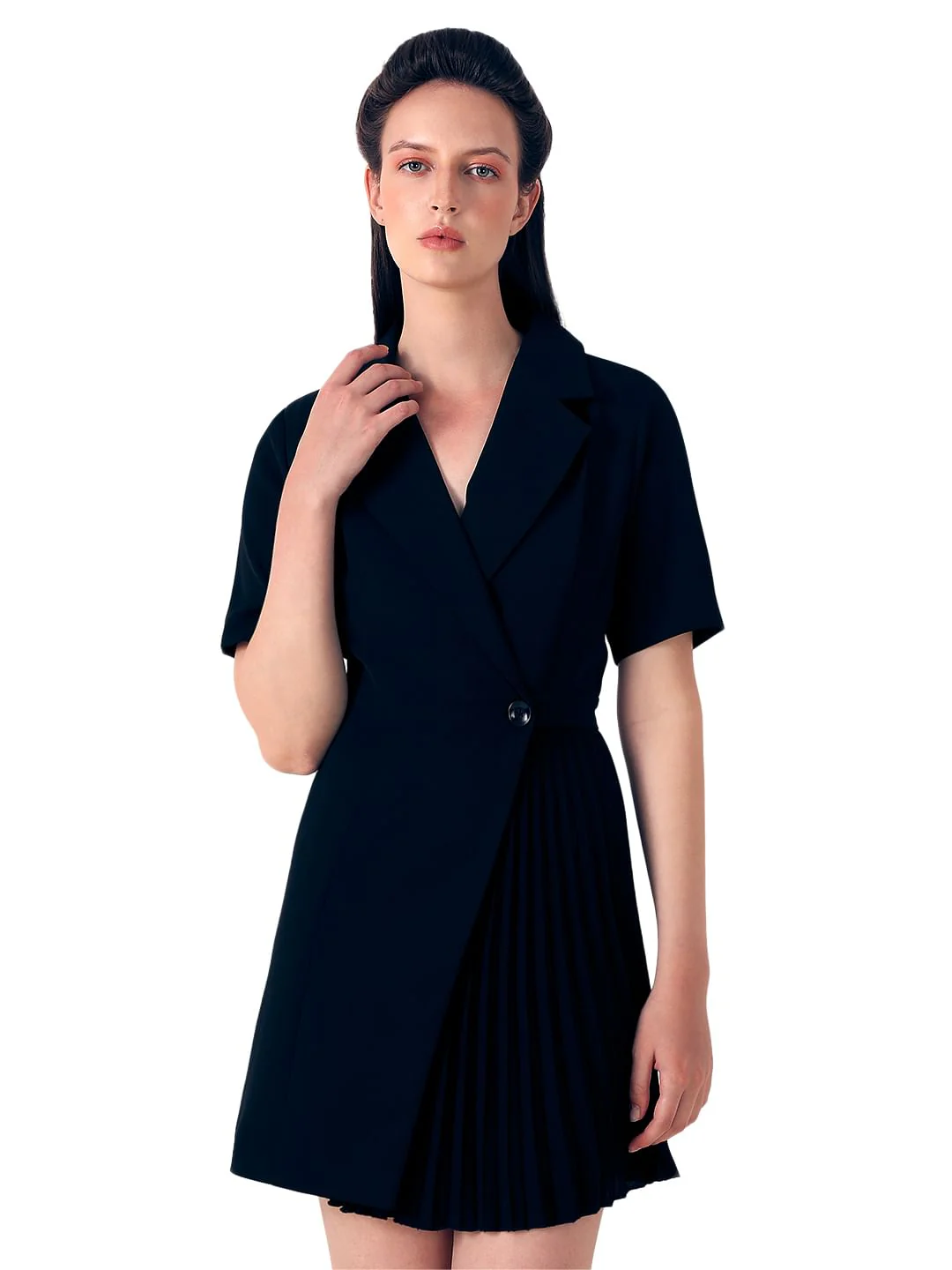 Black Pleated Blazer Dress - Image 2