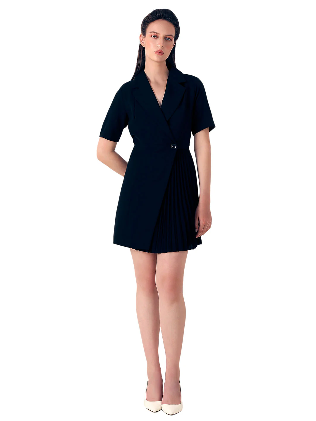 Black Pleated Blazer Dress - Image 5