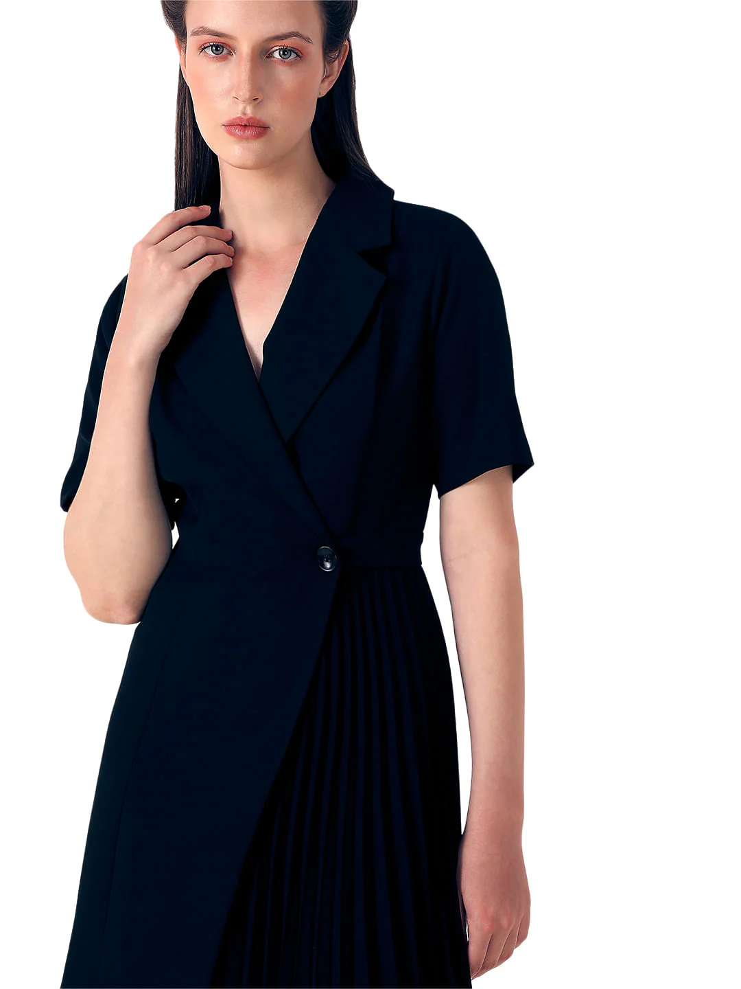 Black Pleated Blazer Dress - Image 6