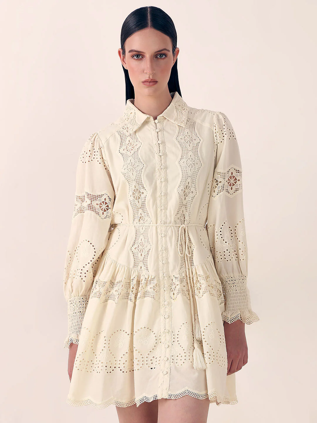 Off-White Lace Fit & Flare Dress - Image 2