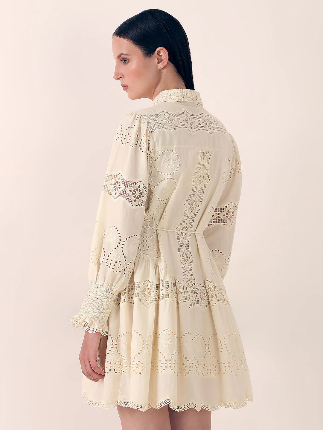 Off-White Lace Fit & Flare Dress - Image 4