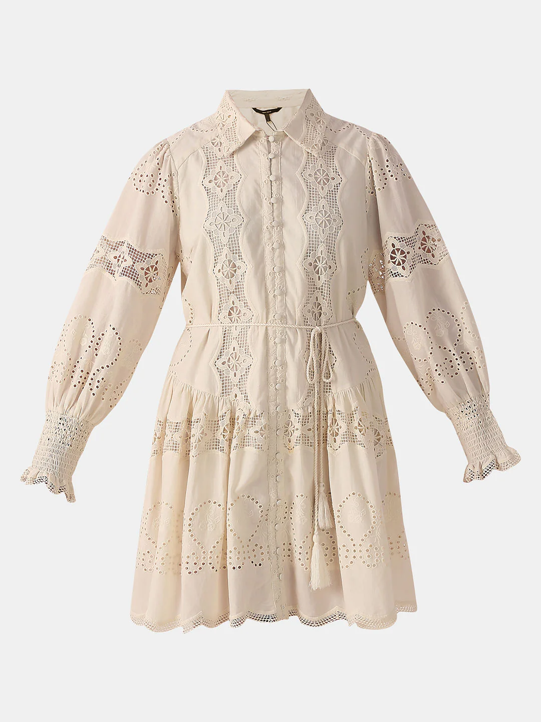Off-White Lace Fit & Flare Dress - Image 7