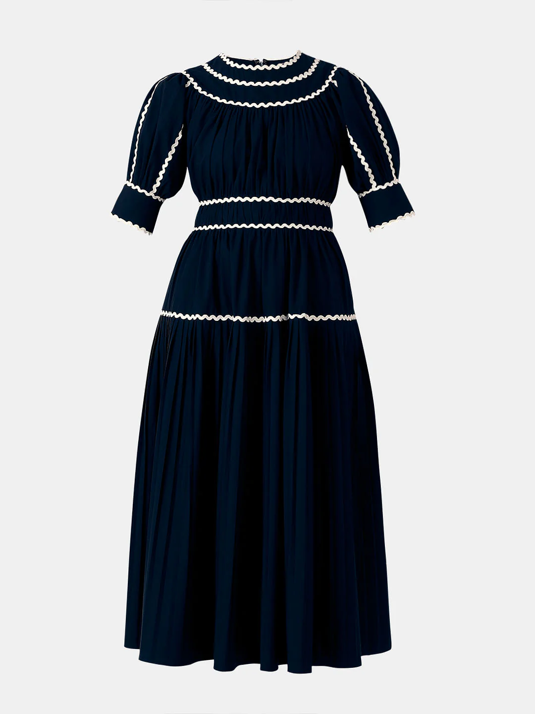 Black Contrast Trim Midi Dress - Image 7
