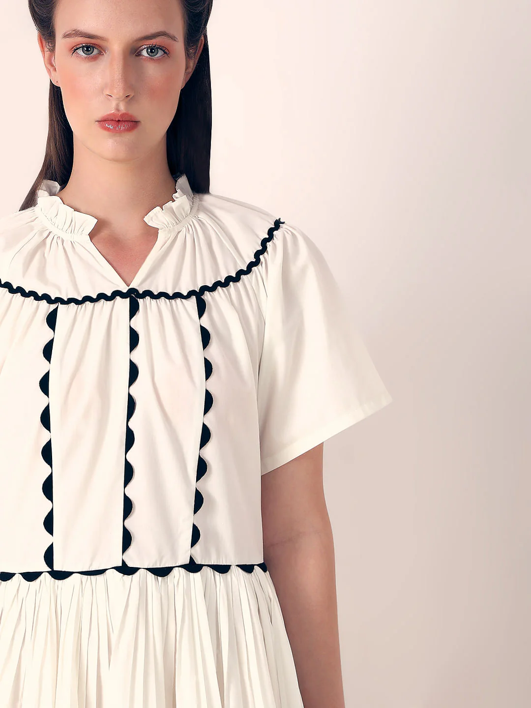 White Pleated Fit & Flare Dress - Image 6