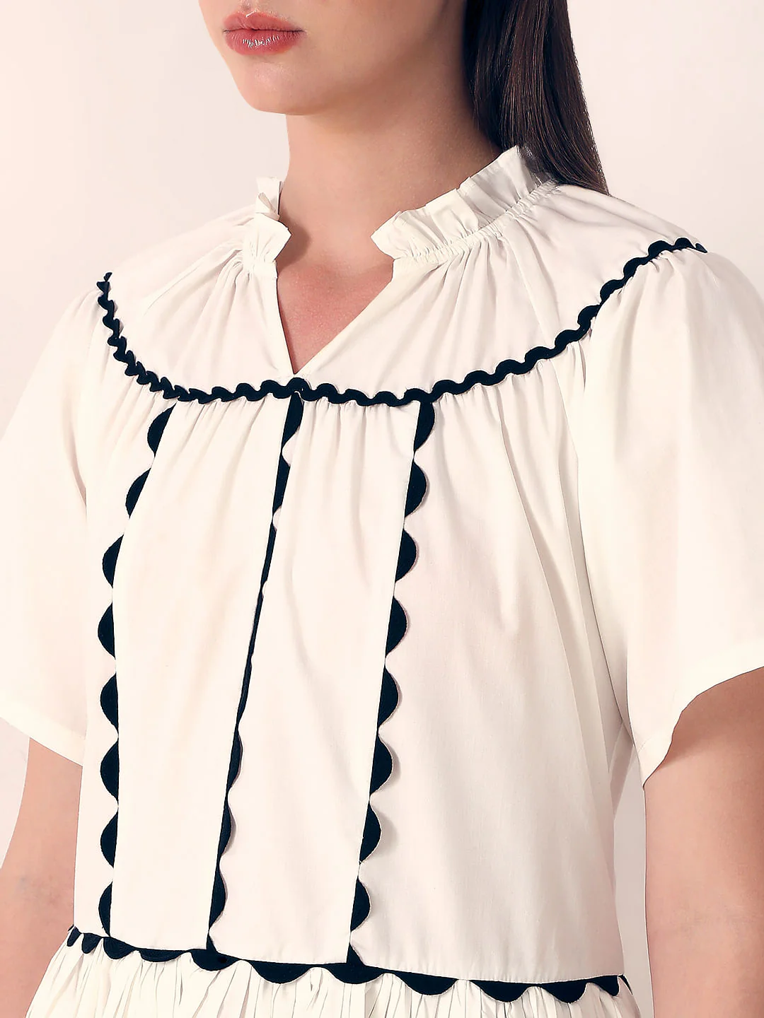 White Pleated Fit & Flare Dress - Image 8