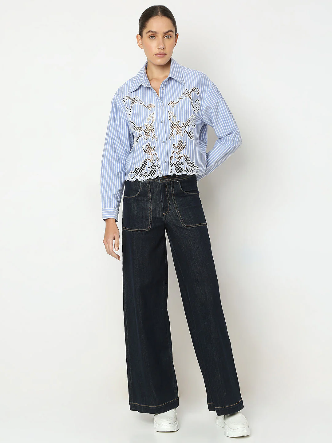 Blue Lace Striped Shirt - Image 5