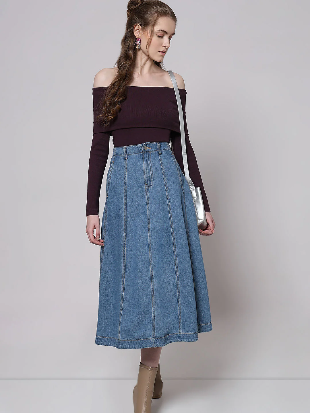 Burgundy Off-Shoulder Top