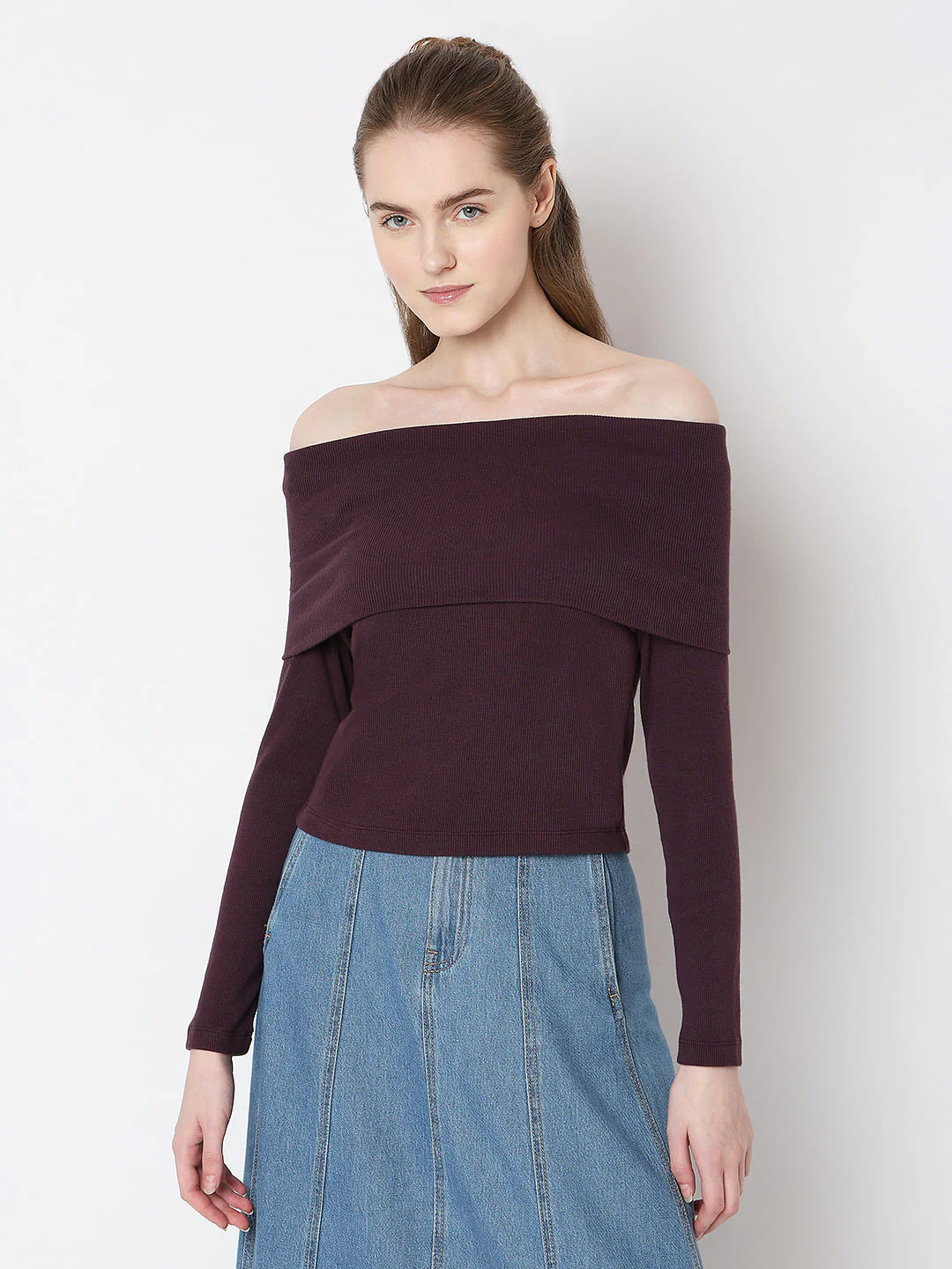 Burgundy Off-Shoulder Top - Image 2