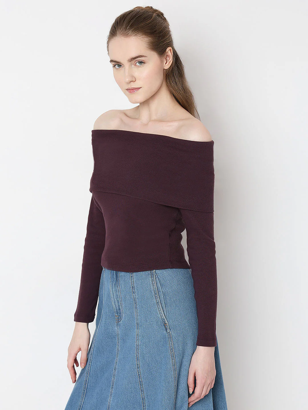 Burgundy Off-Shoulder Top - Image 3