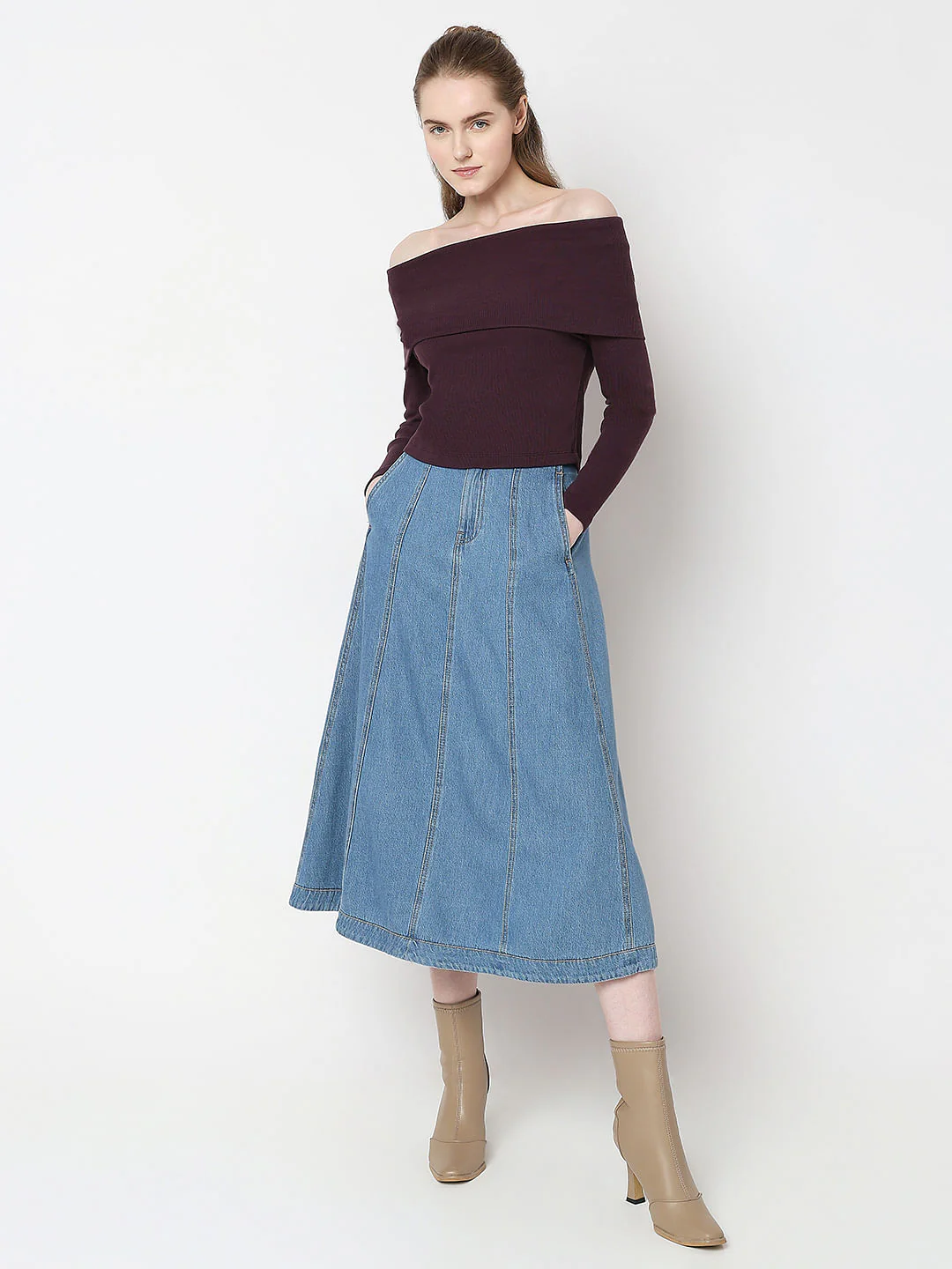 Burgundy Off-Shoulder Top - Image 5