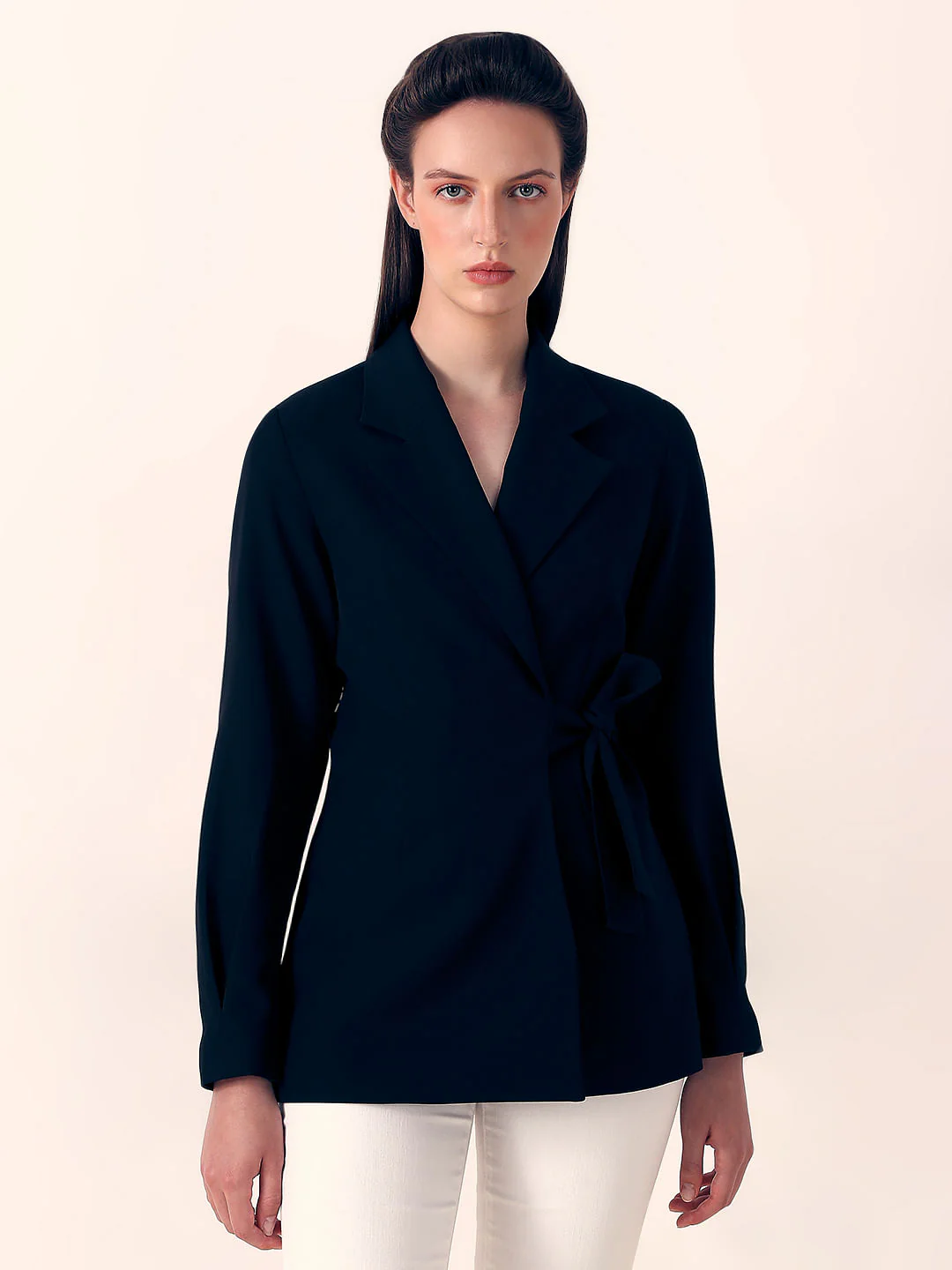 Black Wrap Tailored Blazer - Image 2