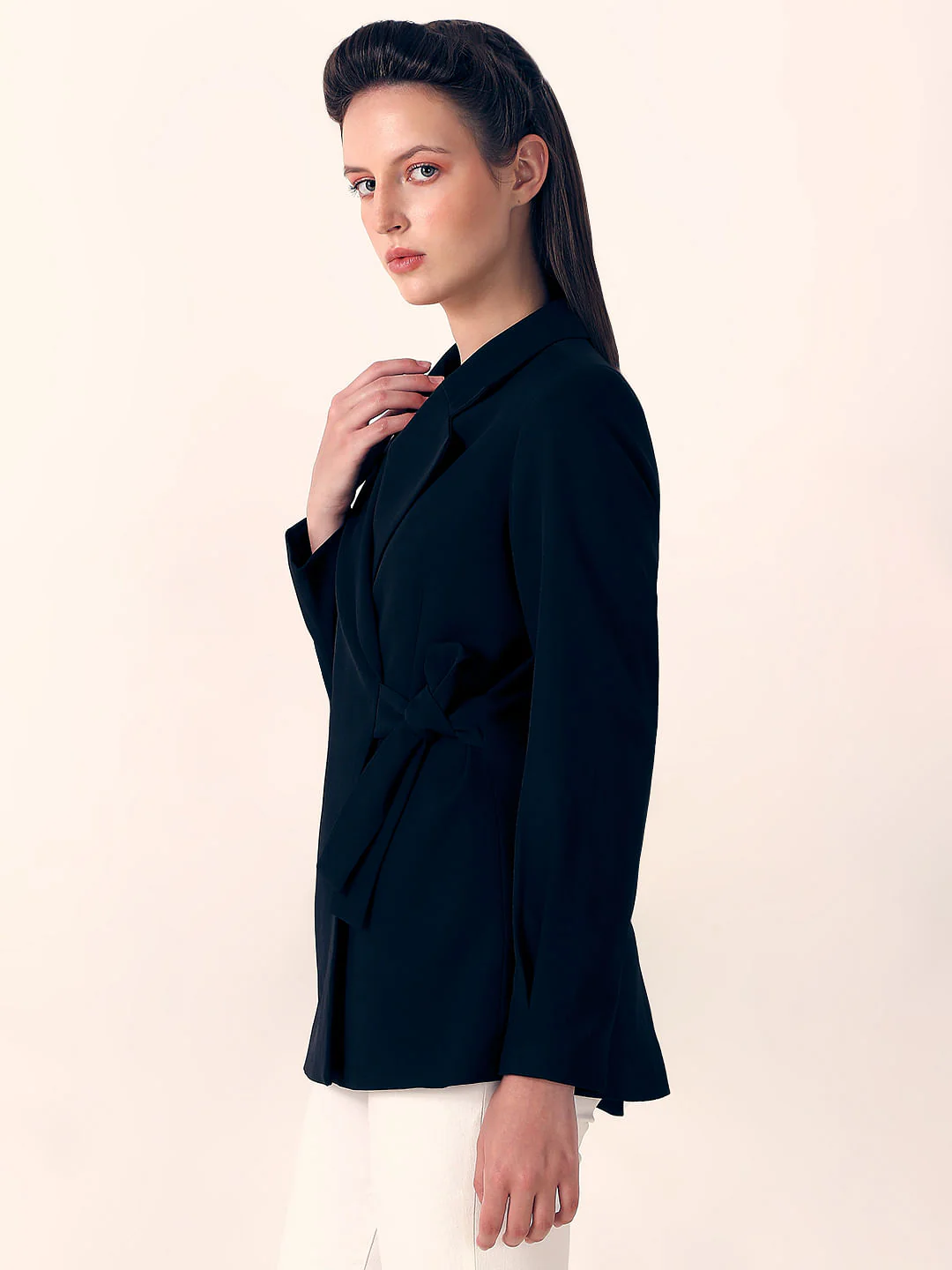 Black Wrap Tailored Blazer - Image 3