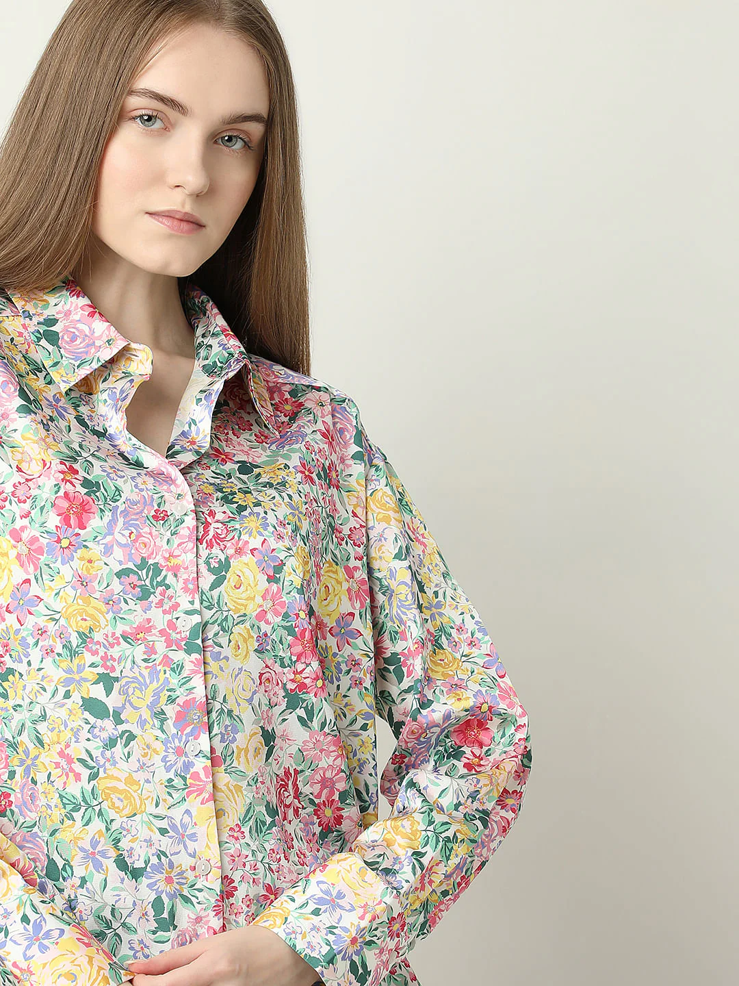 Pink Floral Satin Shirt - Image 6