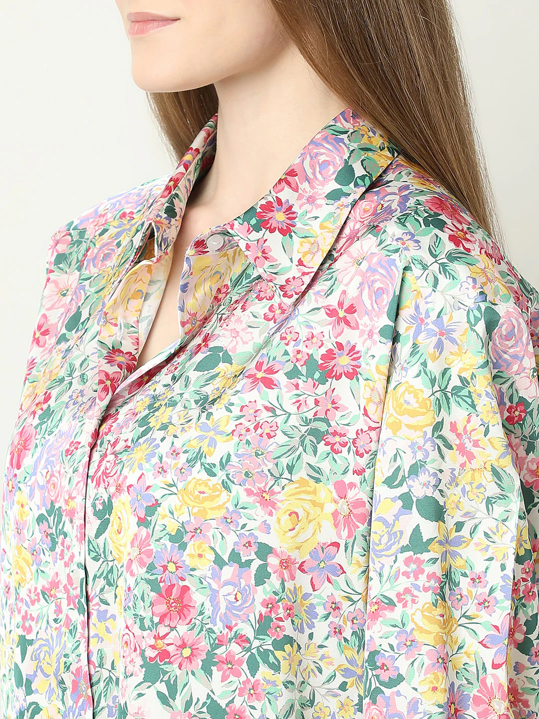 Pink Floral Satin Shirt - Image 8