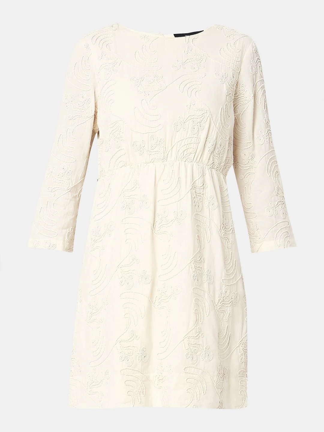 Cream Textured Mini Dress - Image 7