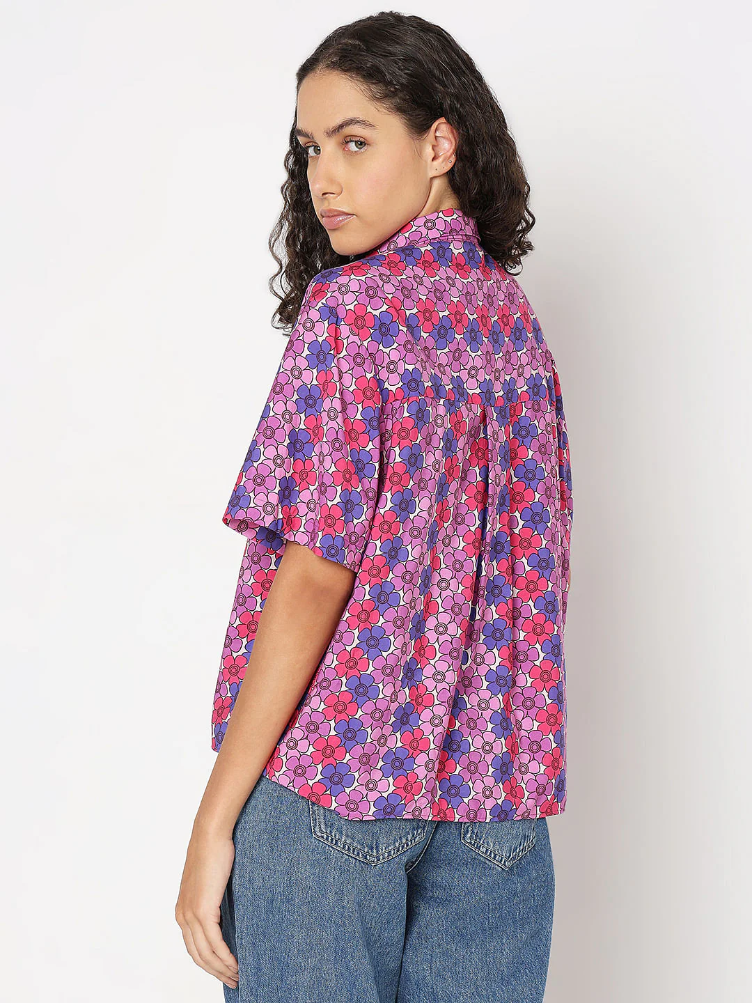 Purple Floral Printed Shirt - Image 4