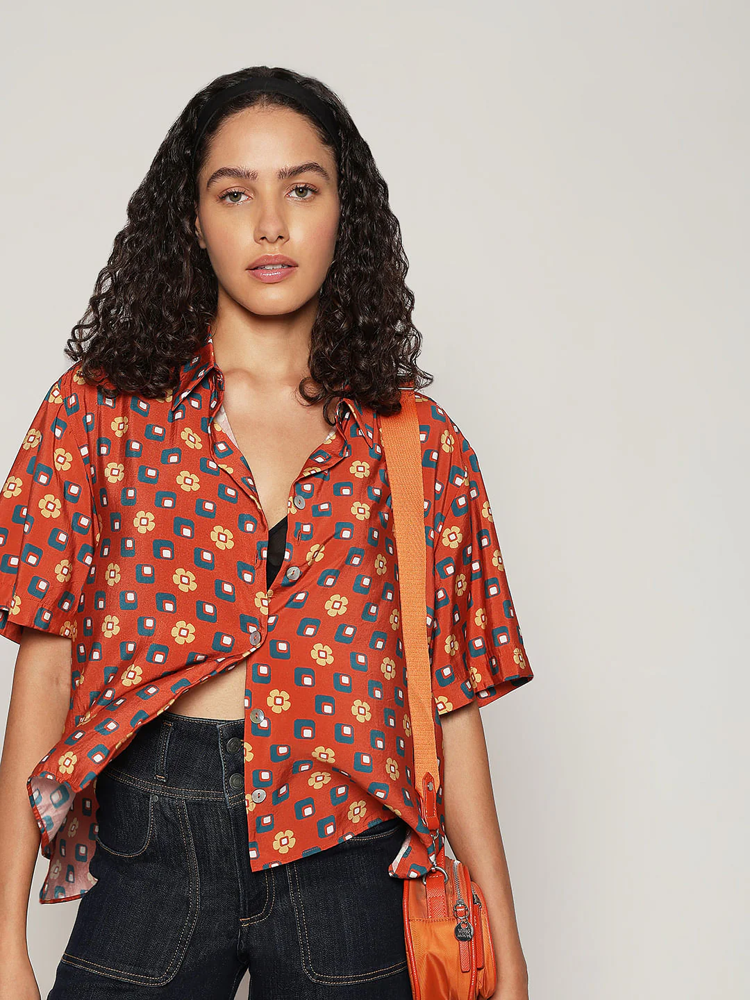 Warm Orange Printed Shirt