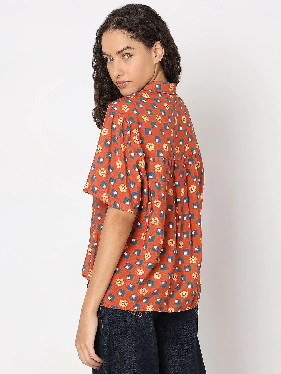 Warm Orange Printed Shirt - Image 4
