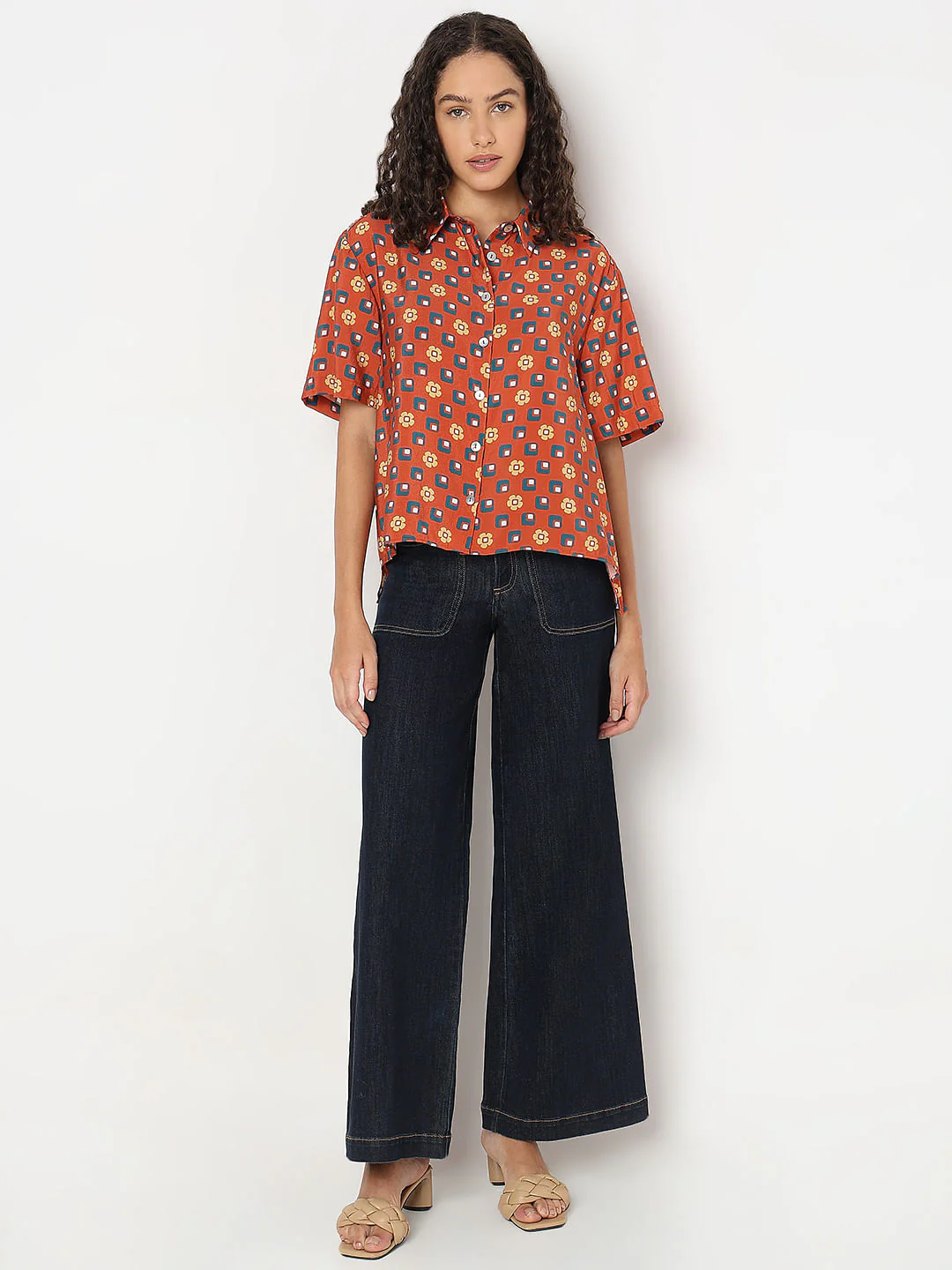 Warm Orange Printed Shirt - Image 5