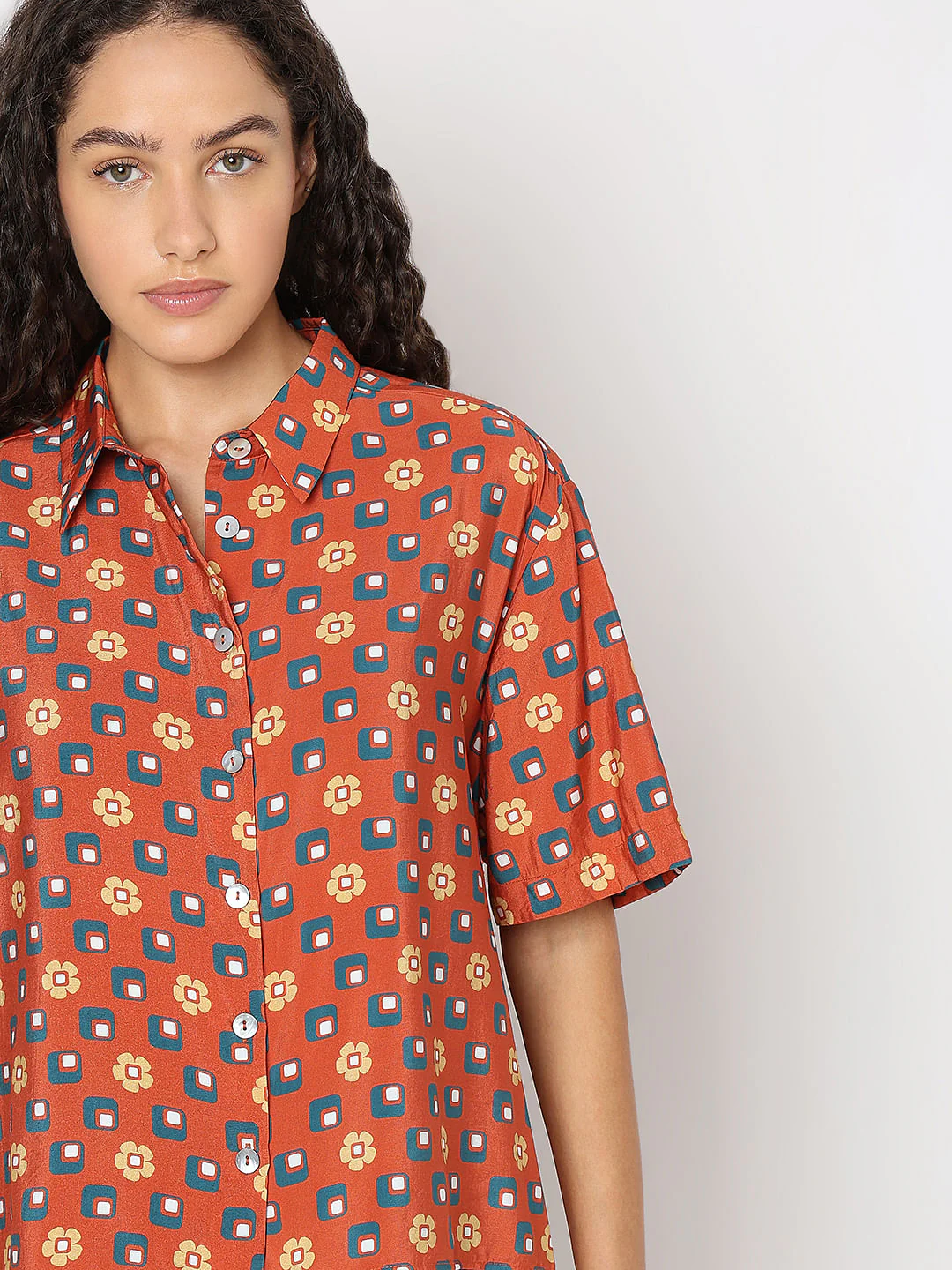 Warm Orange Printed Shirt - Image 6