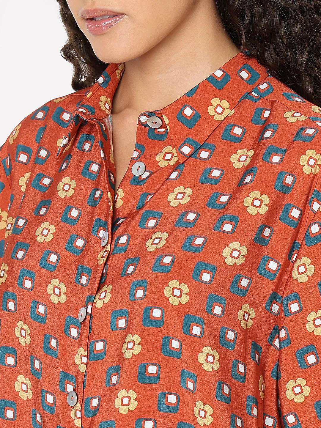 Warm Orange Printed Shirt - Image 8