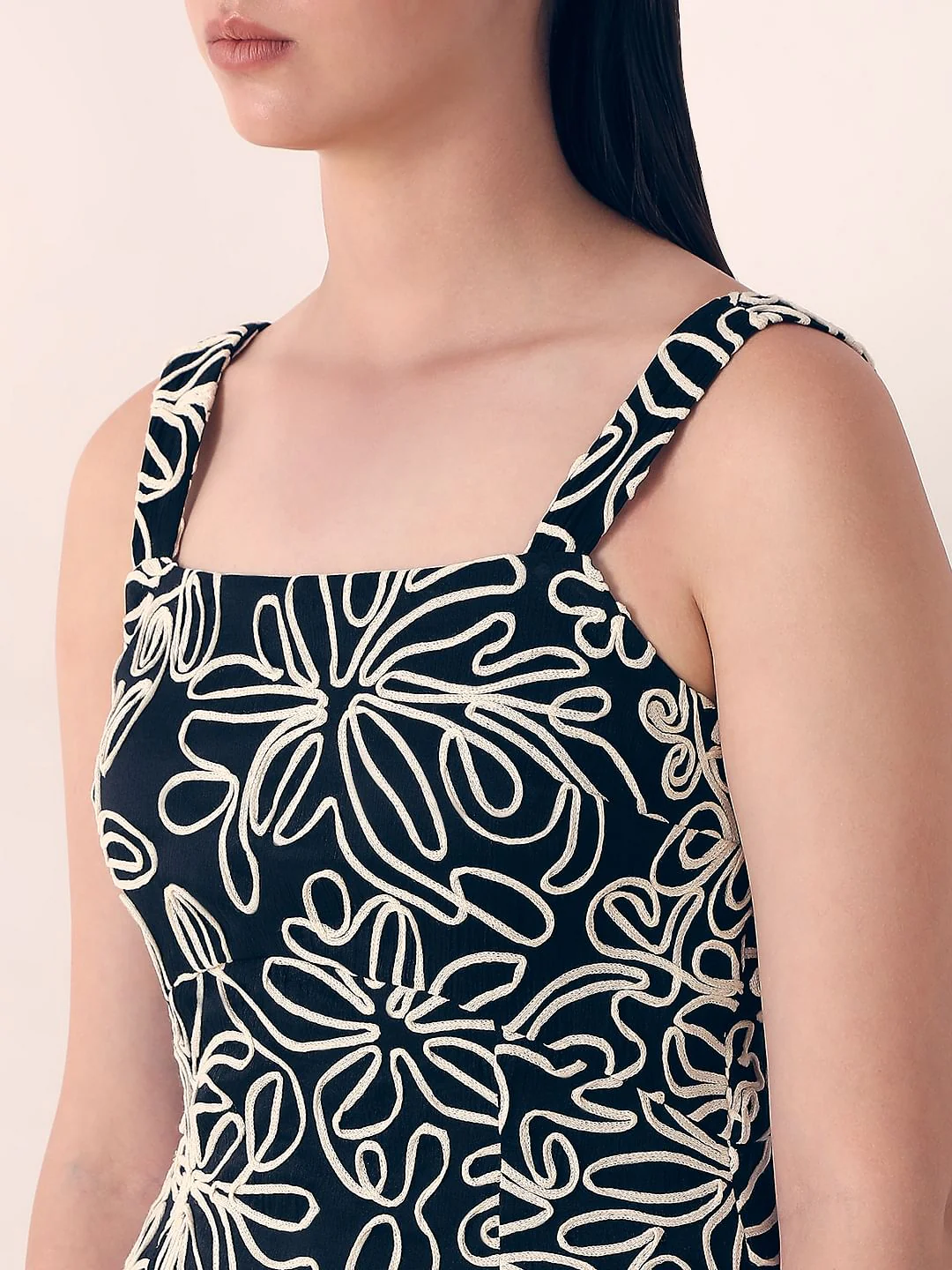 Black Embroidered Midi Dress - Image 6