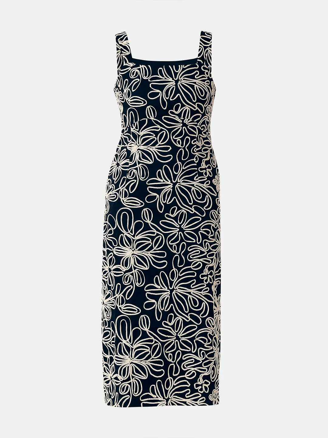 Black Embroidered Midi Dress - Image 7