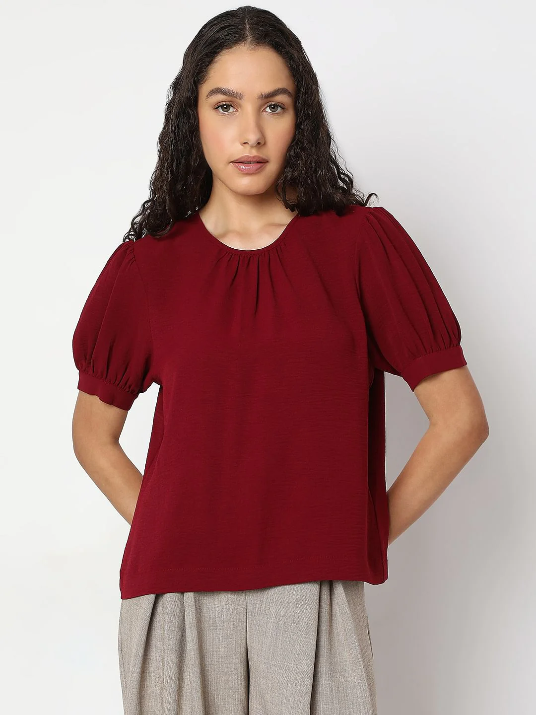 Maroon Short Sleeve Top - Image 2