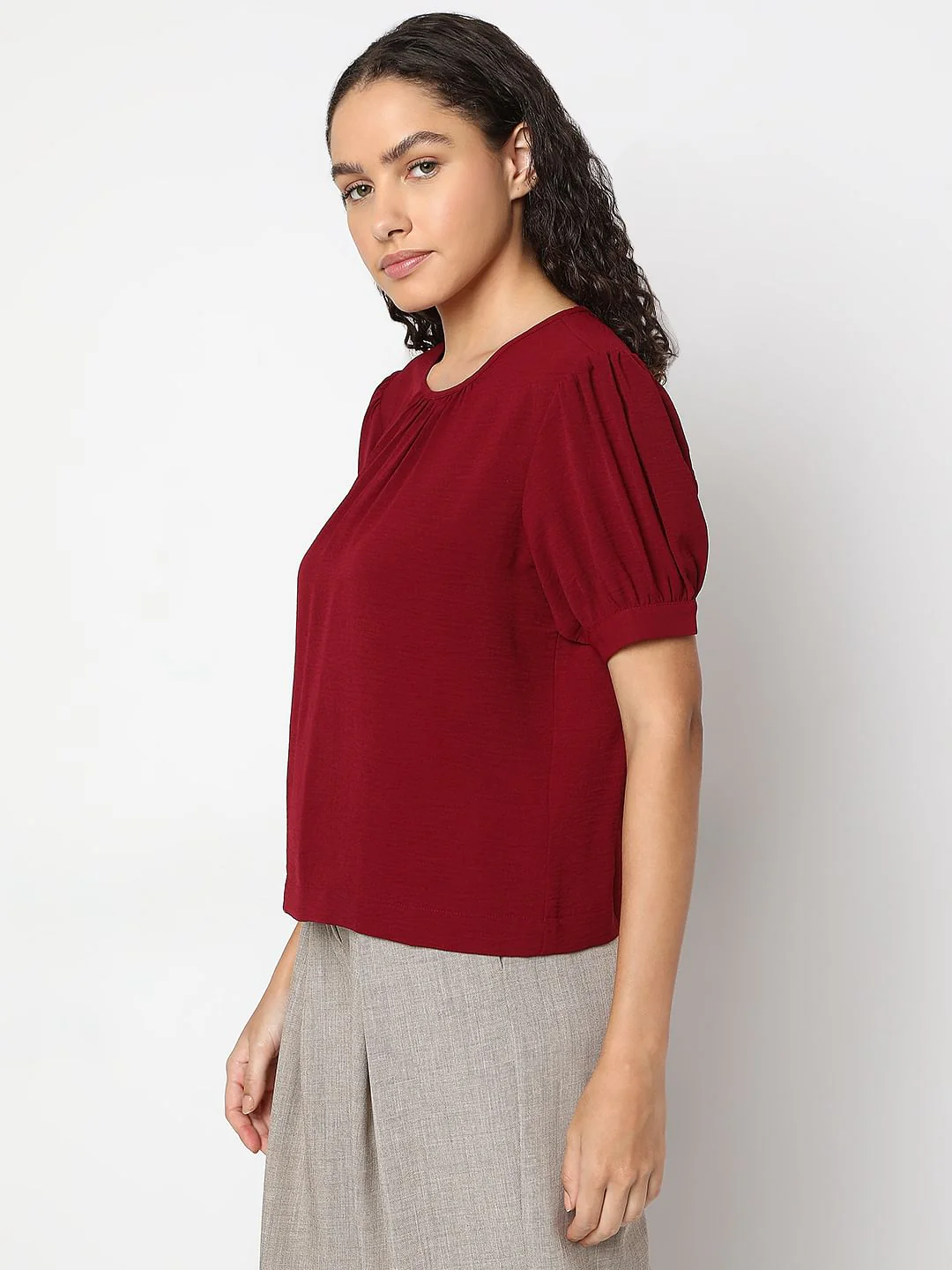 Maroon Short Sleeve Top - Image 3