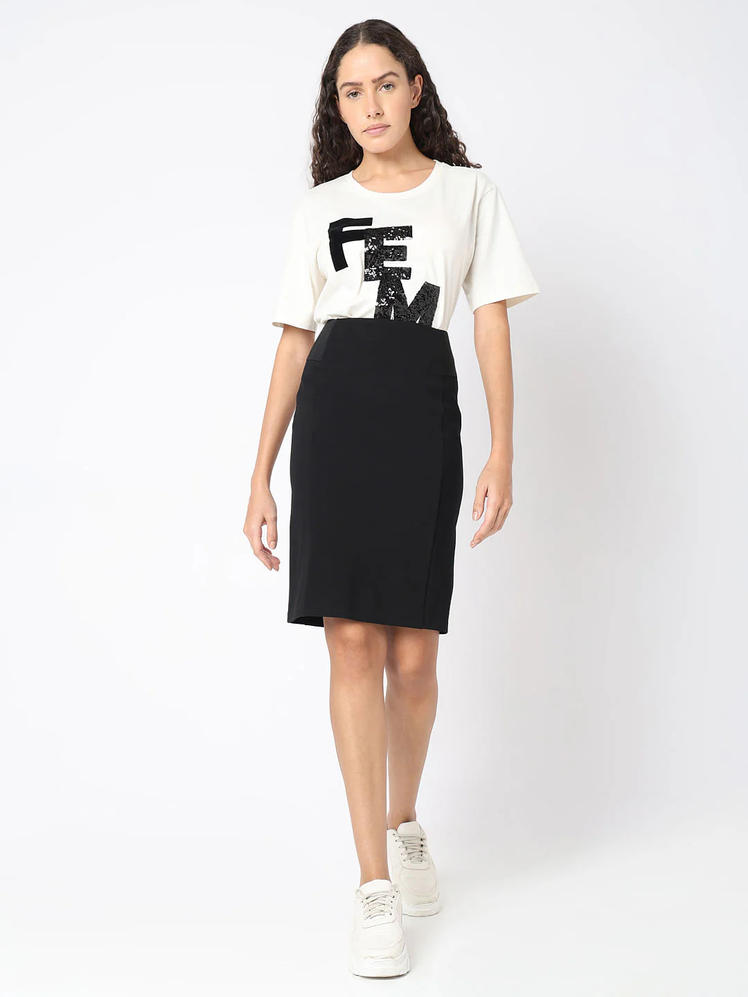Vero Mod Black High Rise Pencil Skirt - Image 5