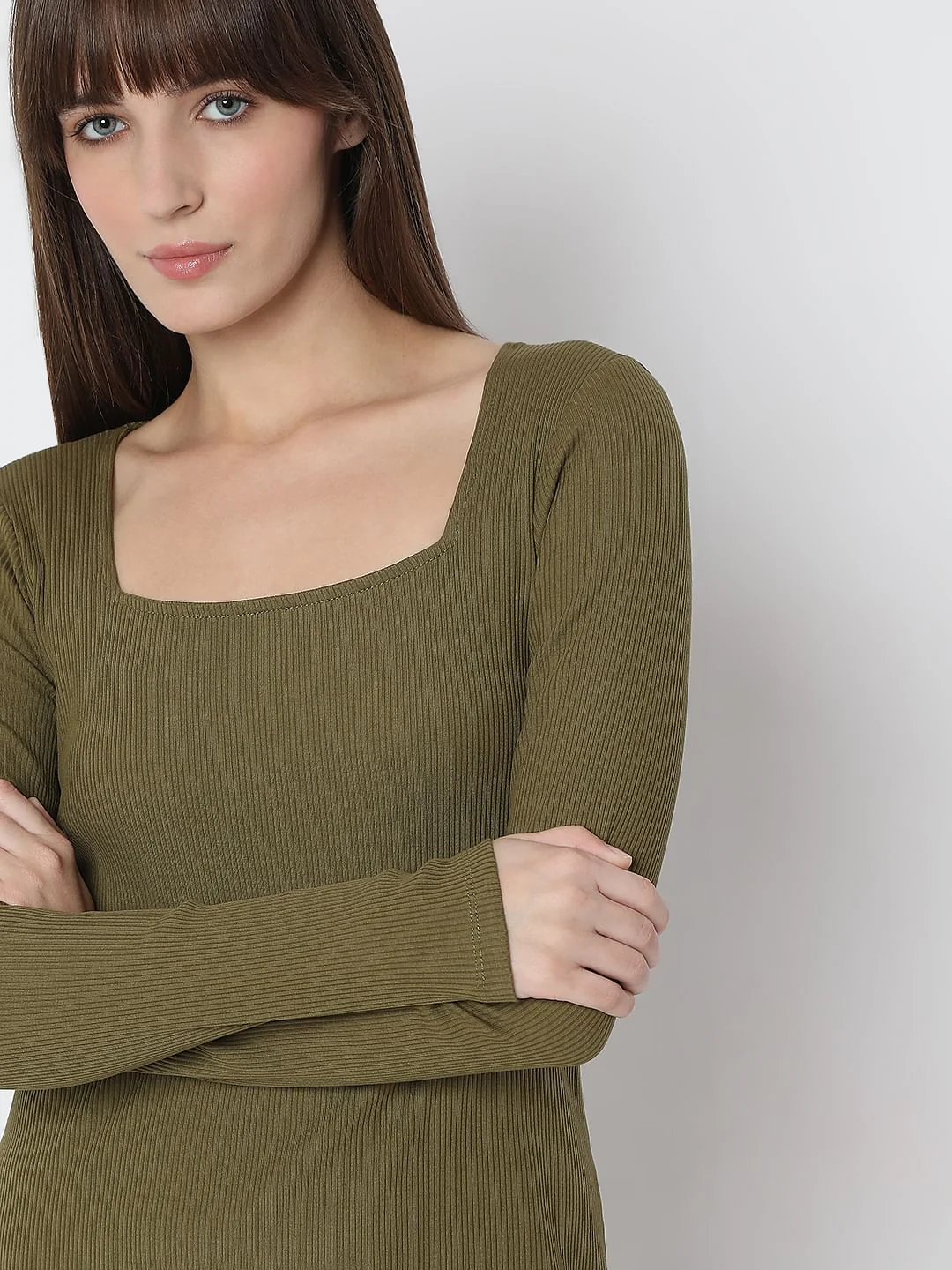 Olive Bodycon Midi Dress - Image 5