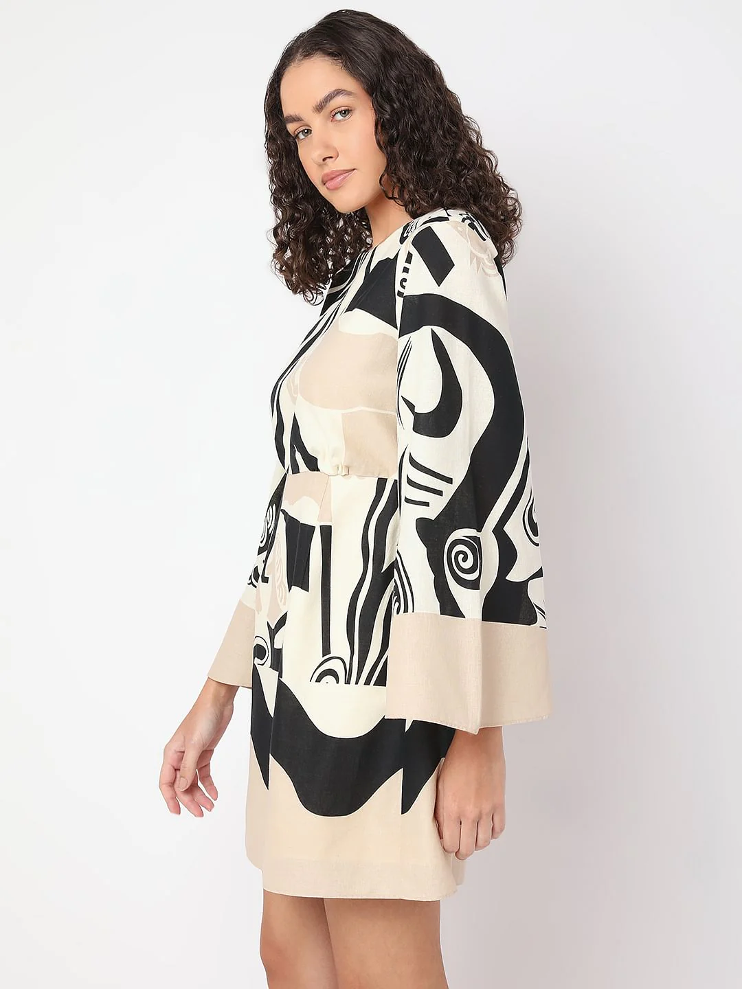 Beige Geo Printed Dress - Image 3