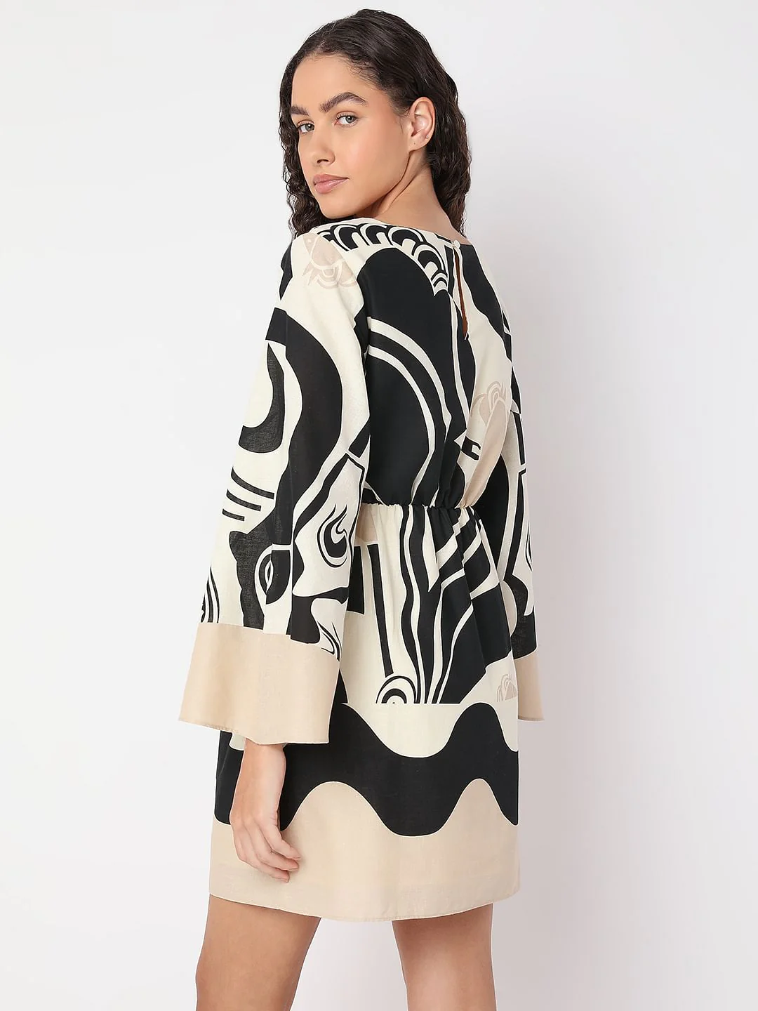 Beige Geo Printed Dress - Image 4