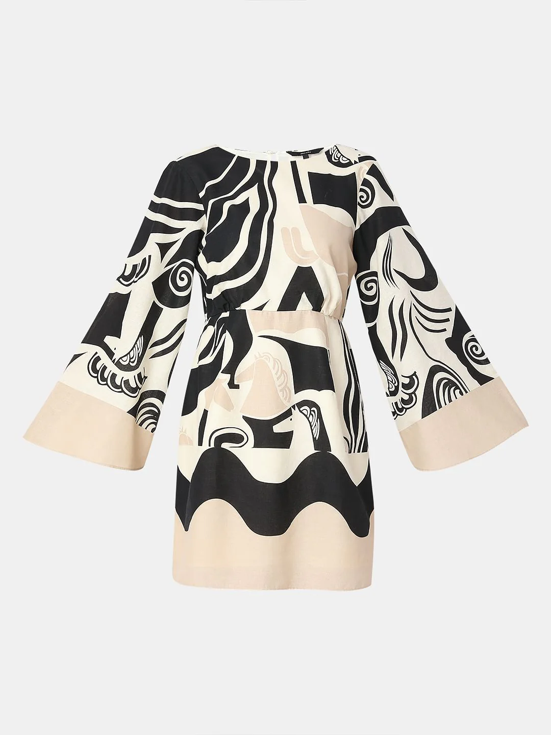 Beige Geo Printed Dress - Image 7