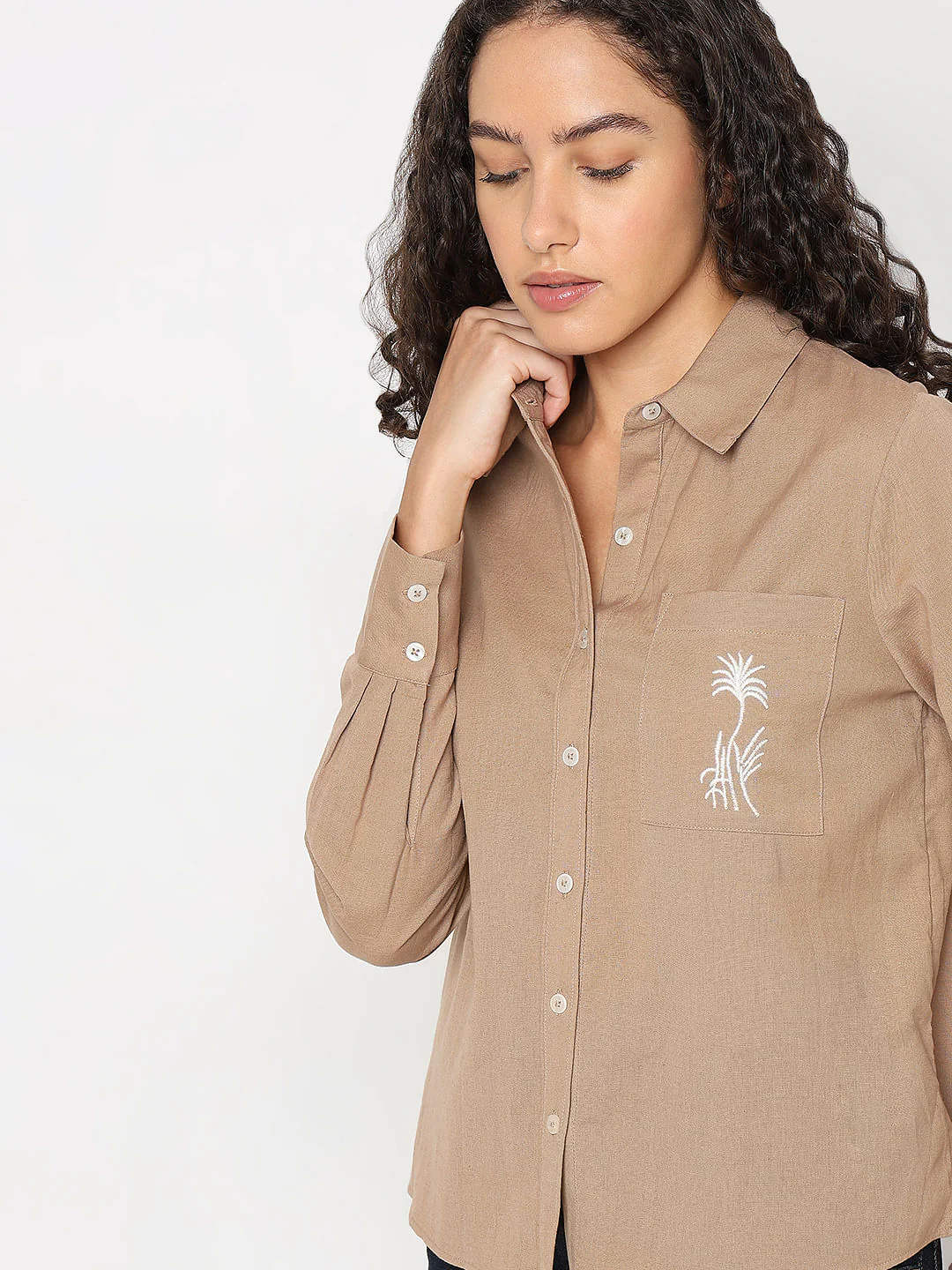Brown Cotton-Linen Shirt - Image 6