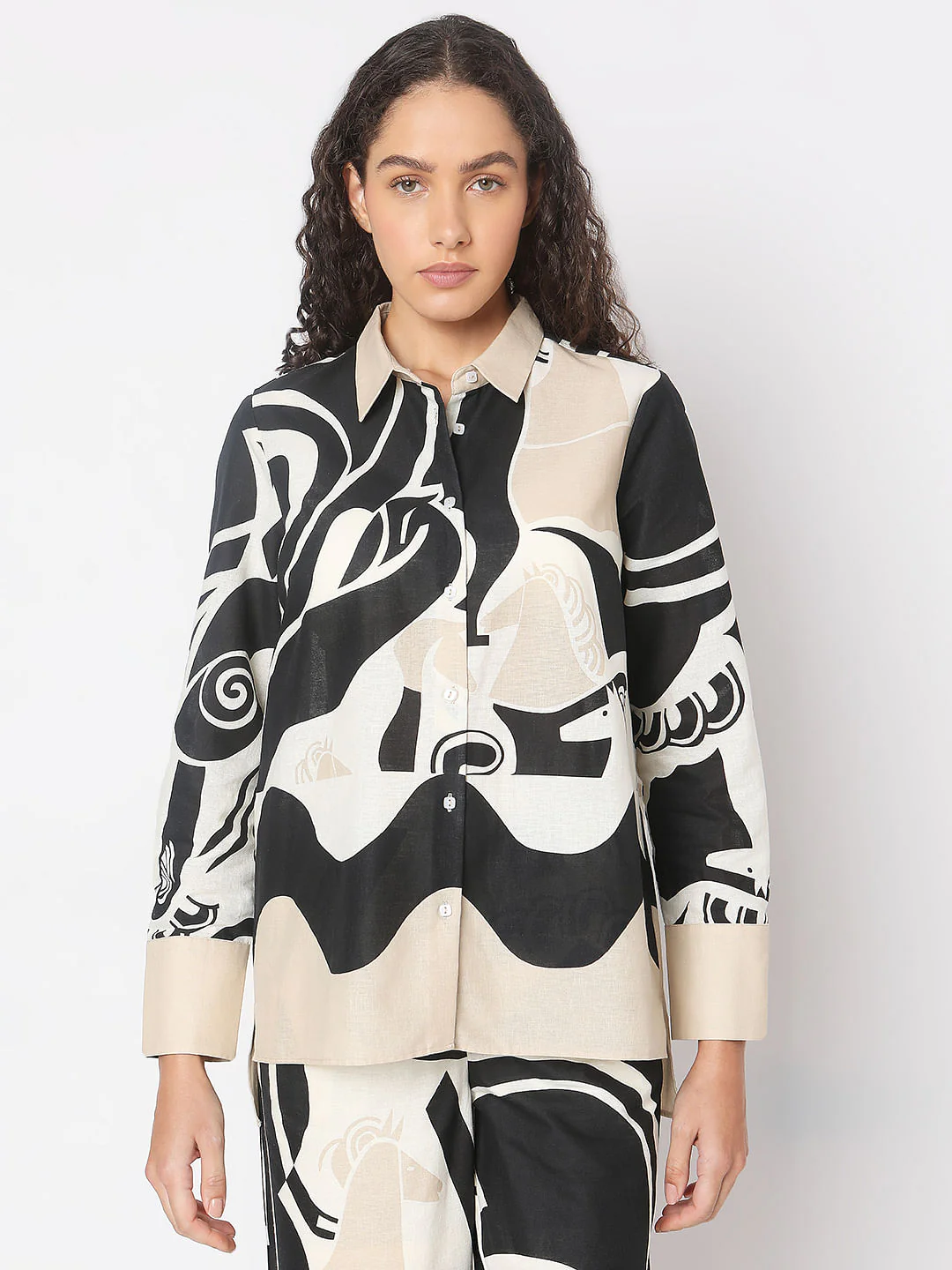 Off-White Abstract Print Co-Ord Set Shirt - Image 2