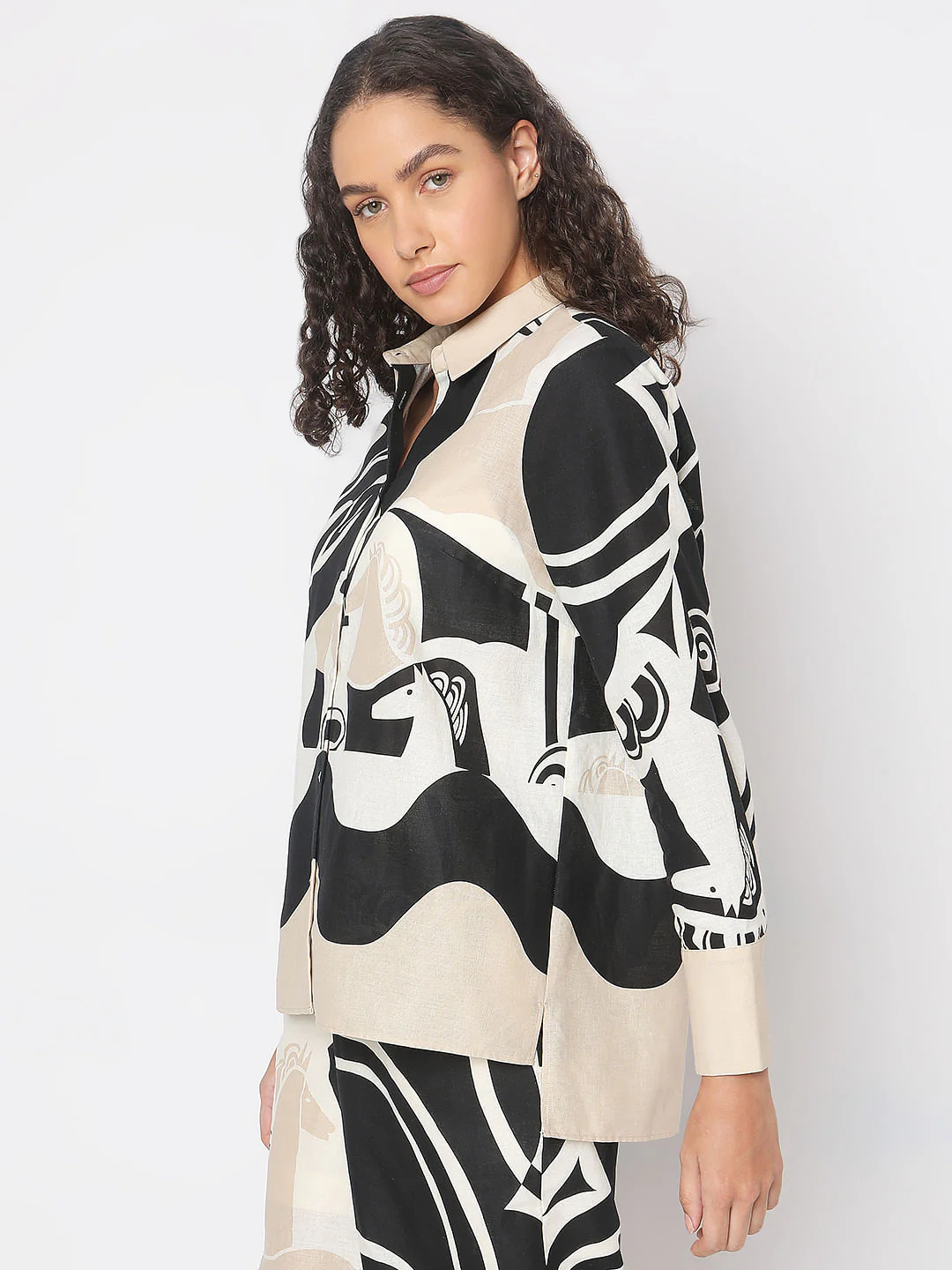 Off-White Abstract Print Co-Ord Set Shirt - Image 3