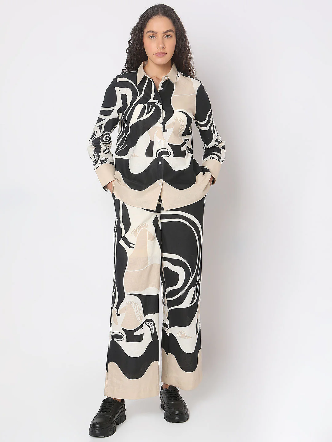 Off-White Abstract Print Co-Ord Set Shirt - Image 5
