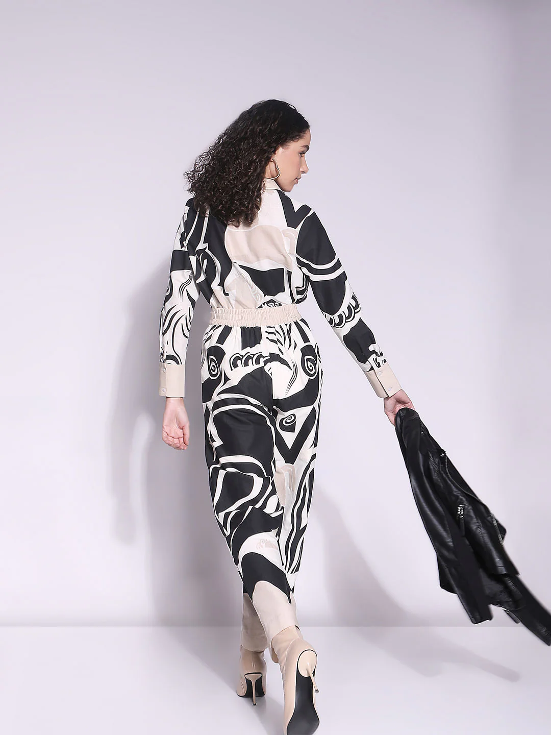 Beige Abstract Print Pant