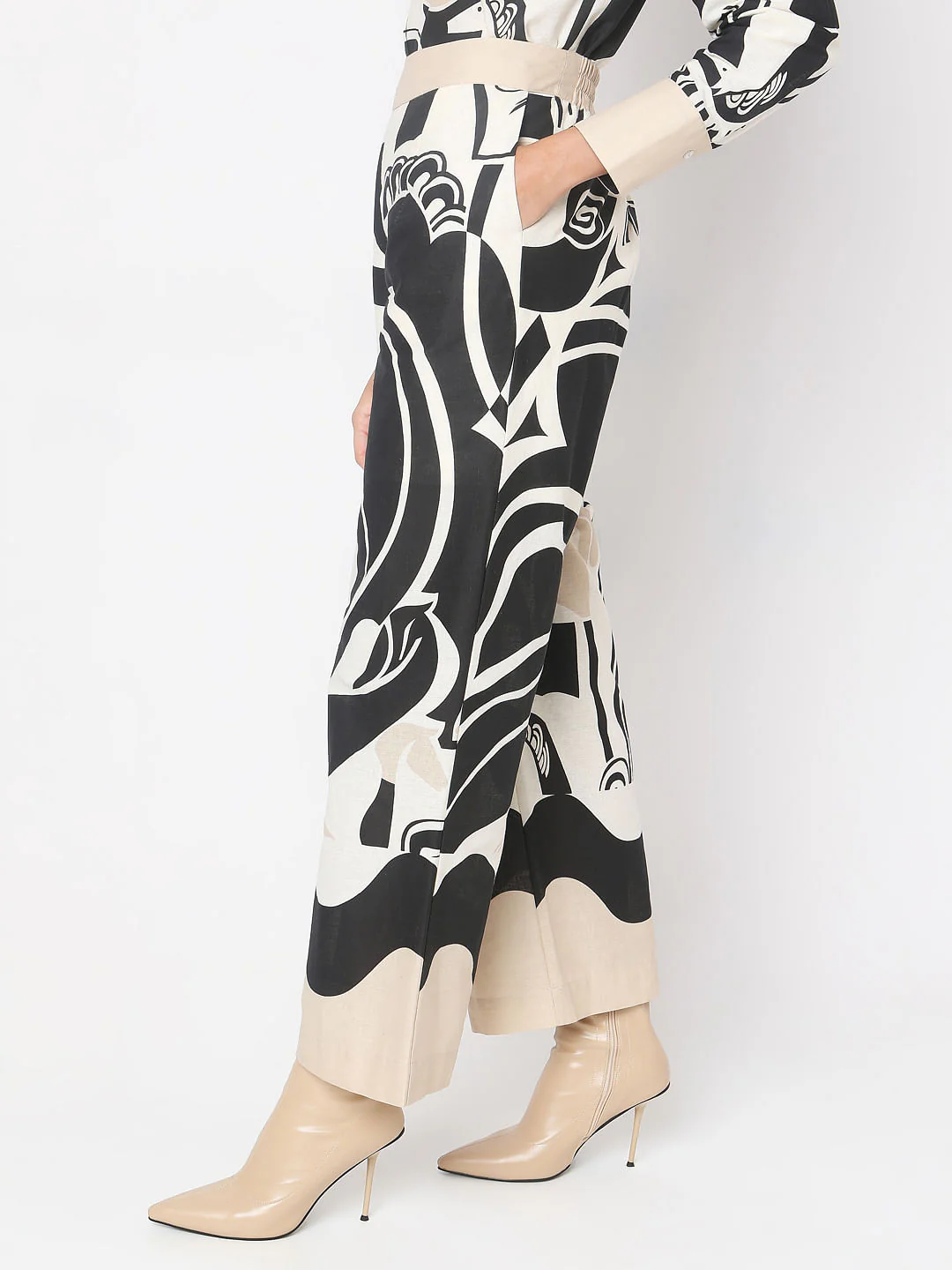 Beige Abstract Print Pant - Image 3
