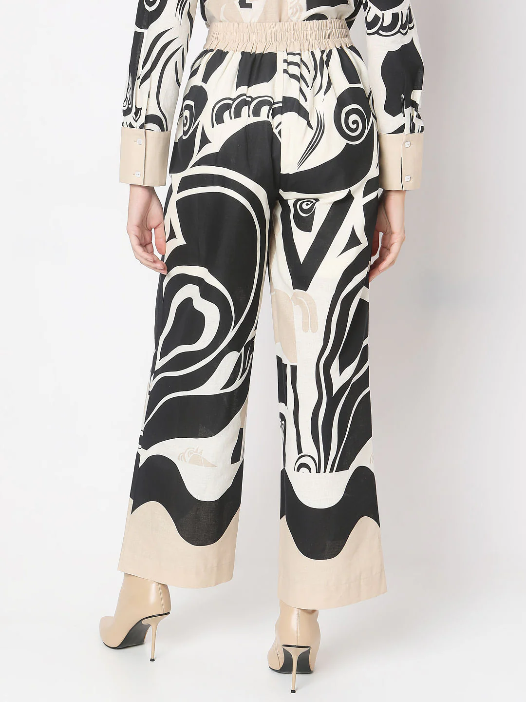 Beige Abstract Print Pant - Image 4