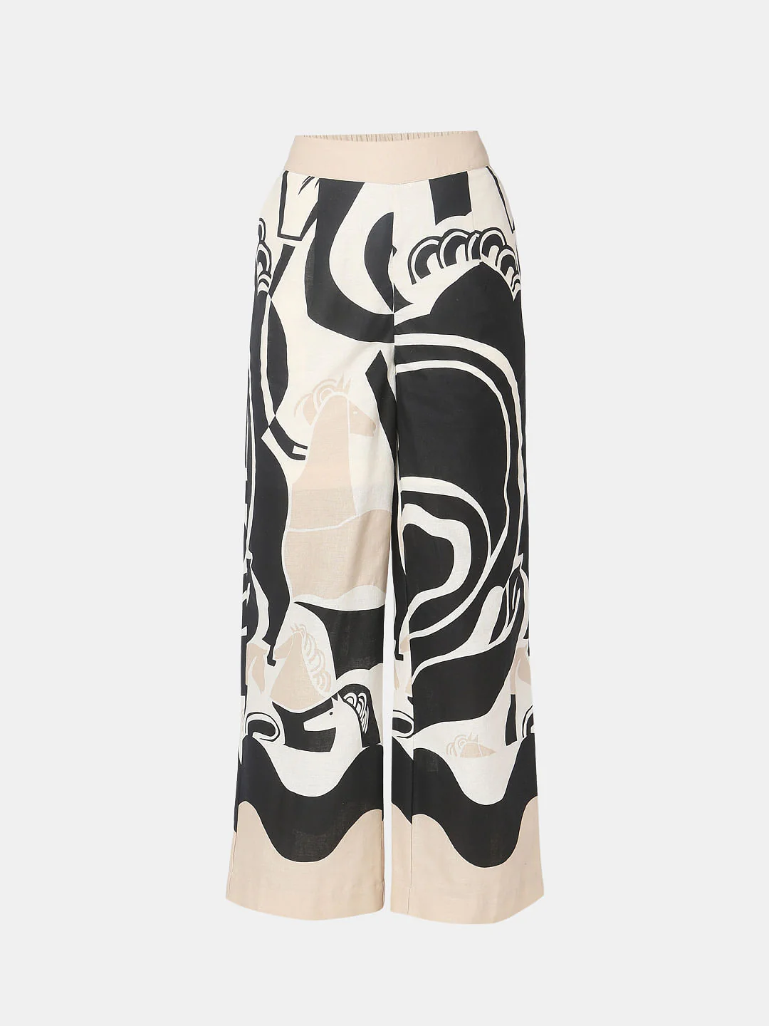 Beige Abstract Print Pant - Image 7
