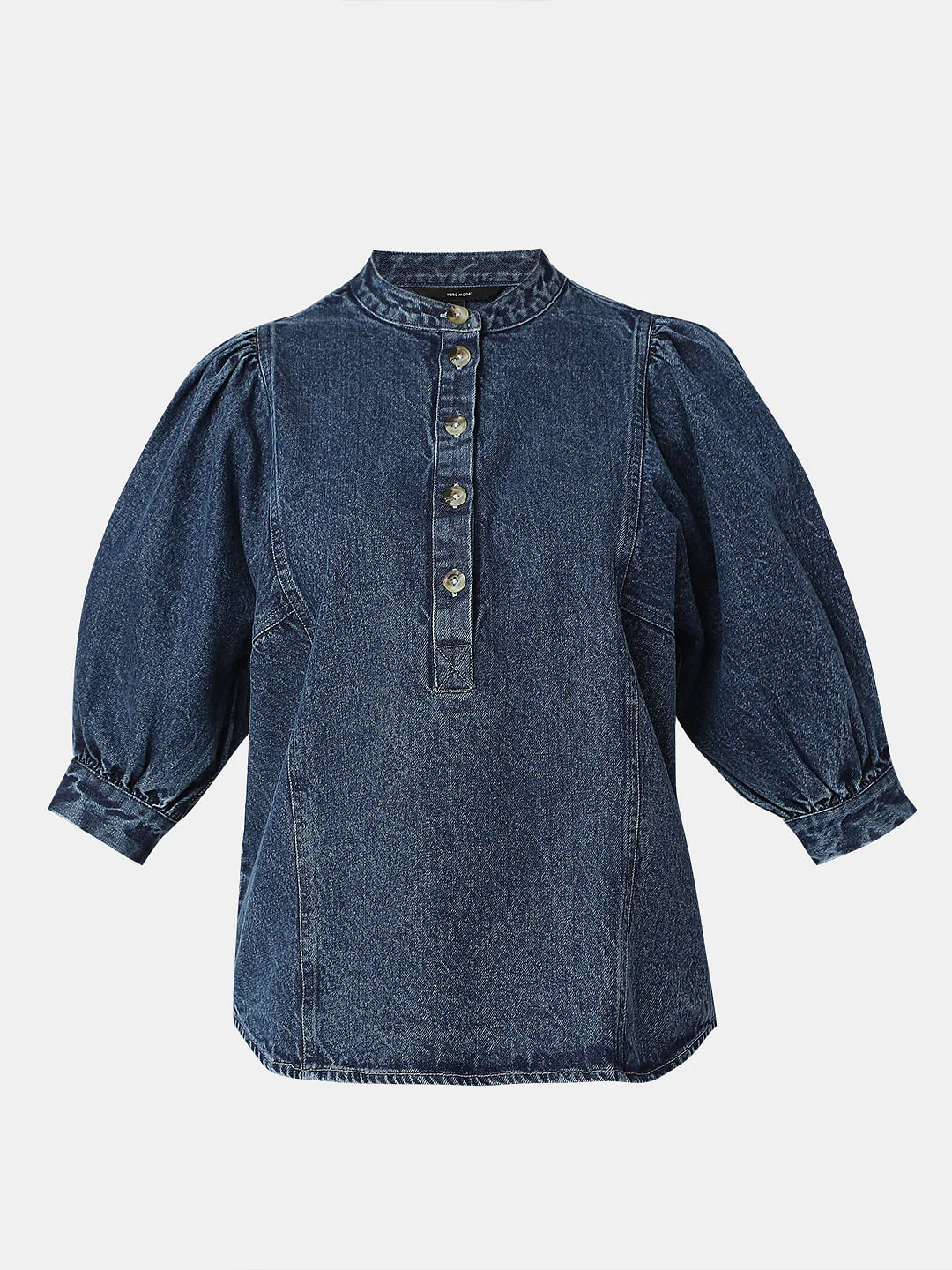 Blue Puff Sleeves Denim Top - Image 7